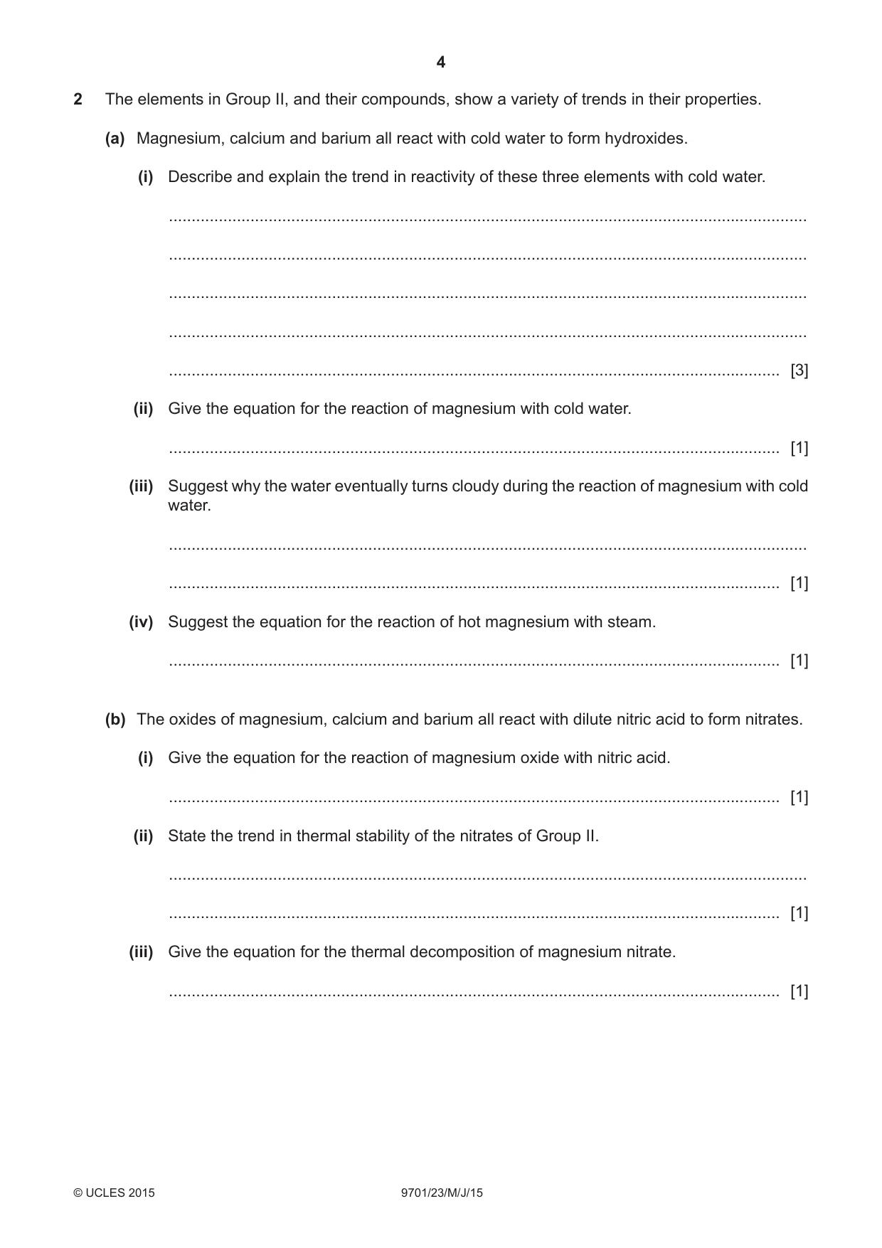 Cambridge A Level Chemistry 9701 2015 May/June Paper 2 · Variant 3 question paper, page 4 of 12