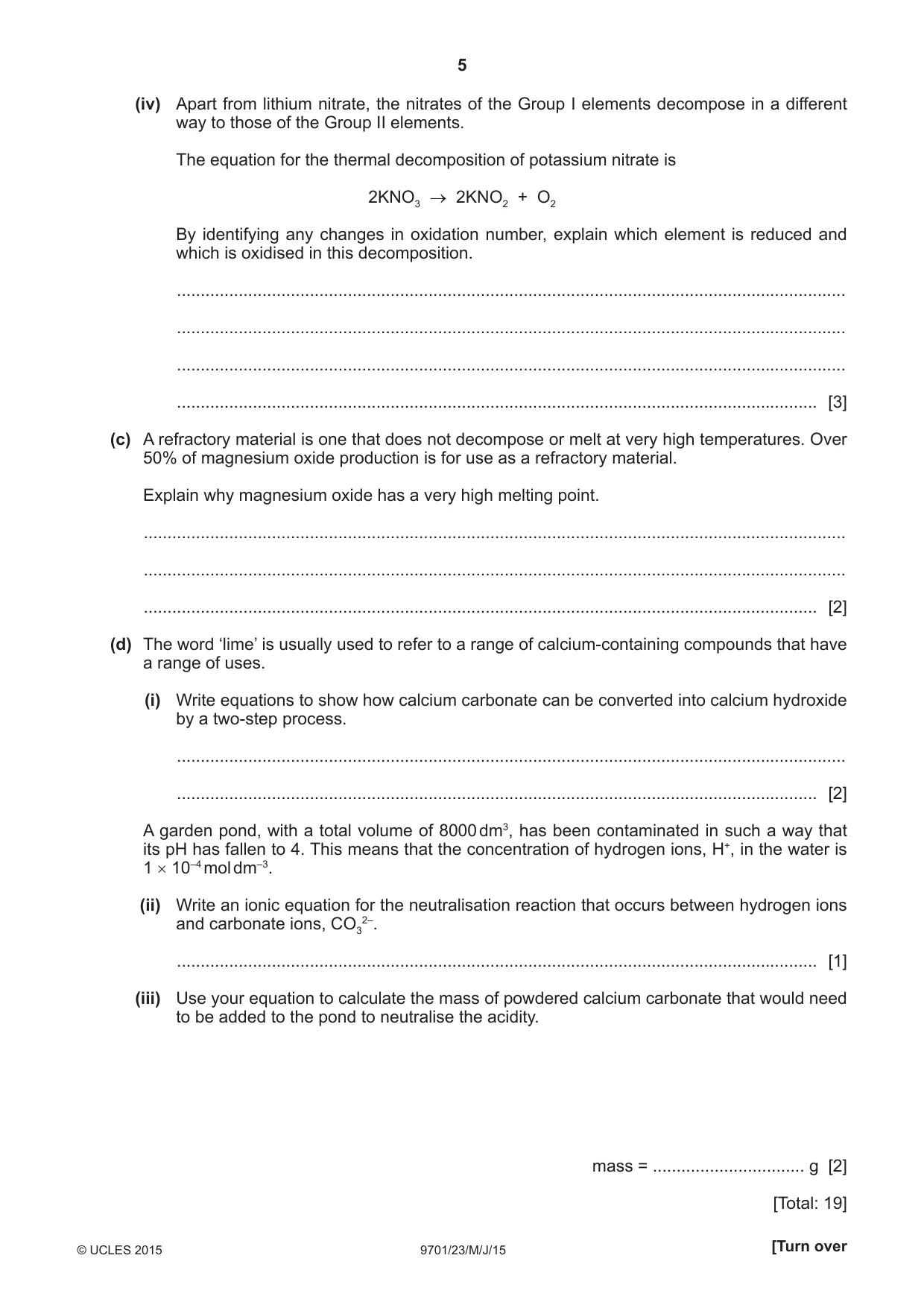 Cambridge A Level Chemistry 9701 2015 May/June Paper 2 · Variant 3 question paper, page 5 of 12