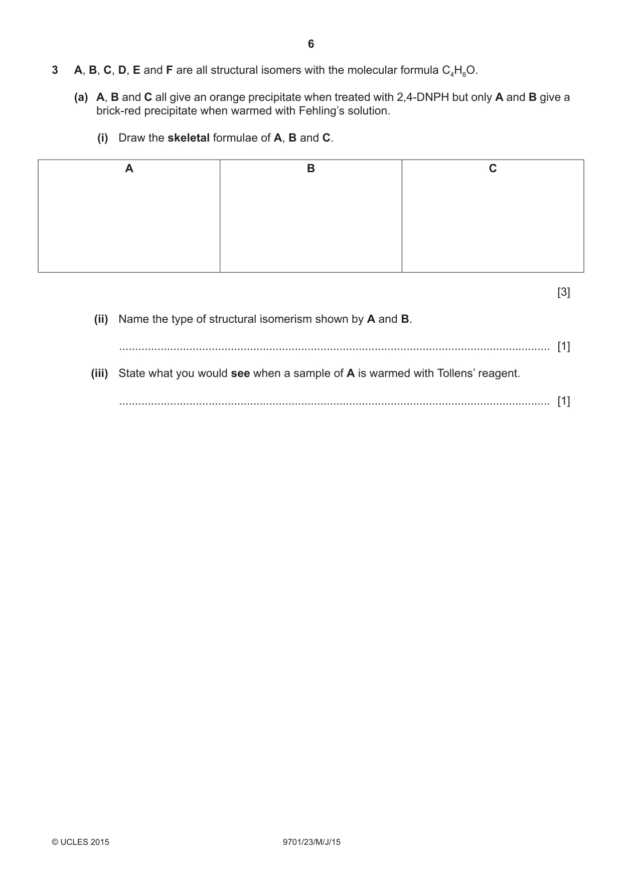 Cambridge A Level Chemistry 9701 2015 May/June Paper 2 · Variant 3 question paper, page 6 of 12
