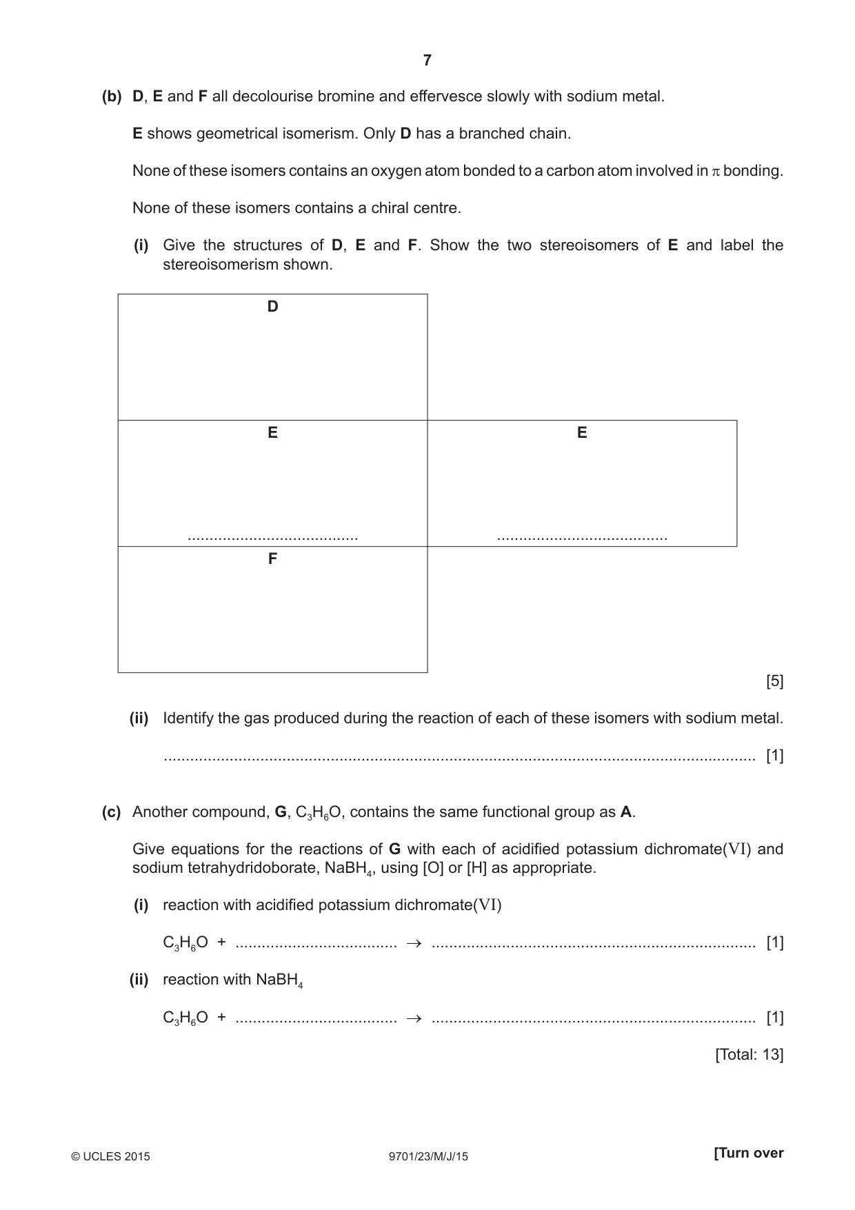 Cambridge A Level Chemistry 9701 2015 May/June Paper 2 · Variant 3 question paper, page 7 of 12