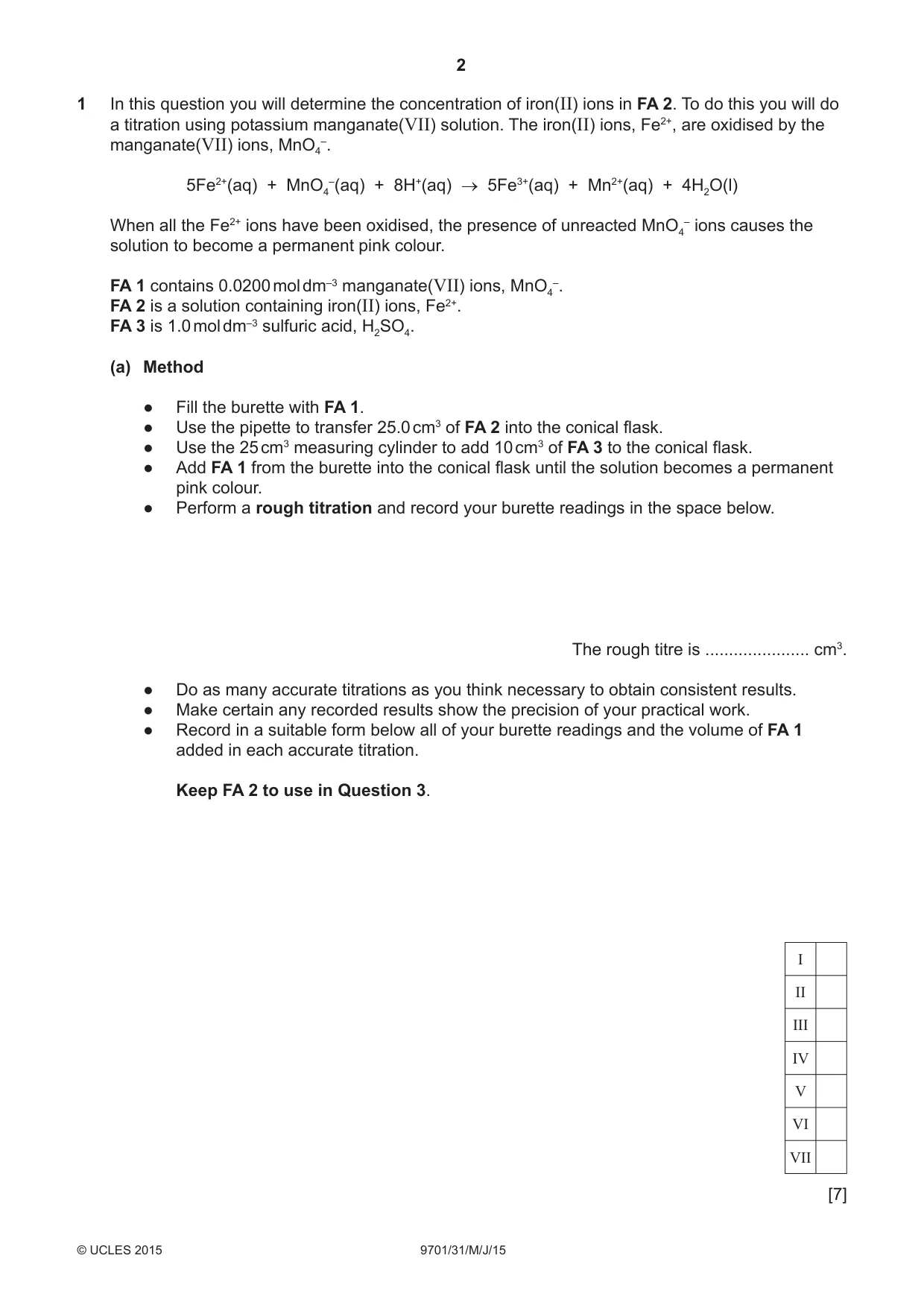 Cambridge A Level Chemistry 9701 2015 May/June Paper 3 · Variant 1 question paper, page 2 of 12