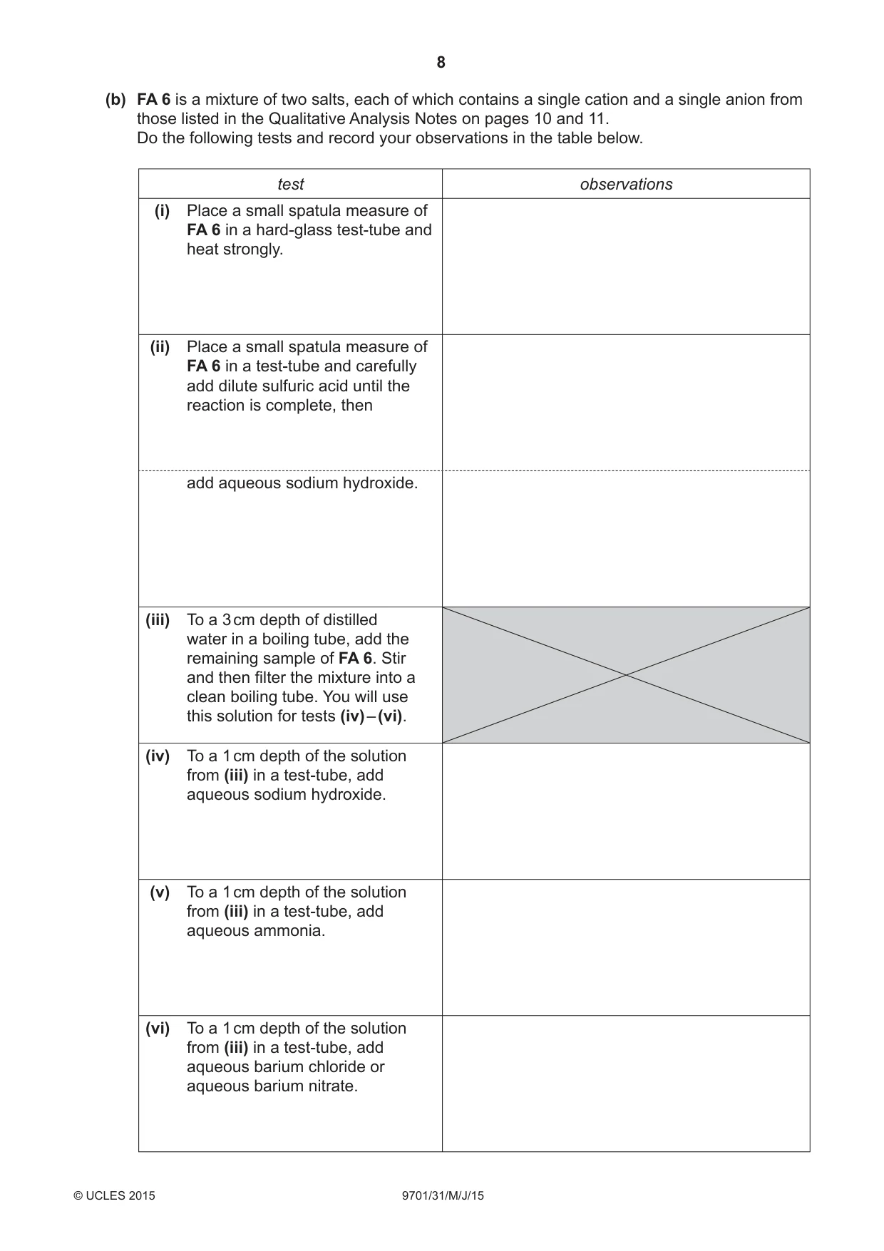 Cambridge A Level Chemistry 9701 2015 May/June Paper 3 · Variant 1 question paper, page 8 of 12