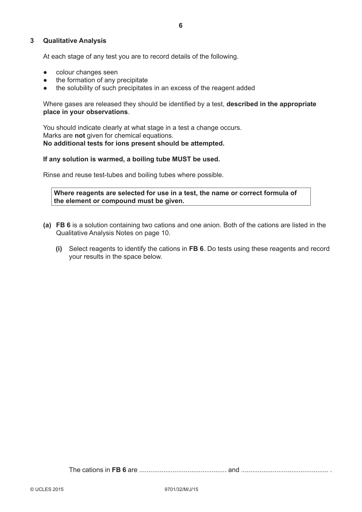 Cambridge A Level Chemistry 9701 2015 May/June Paper 3 · Variant 2 question paper, page 6 of 12