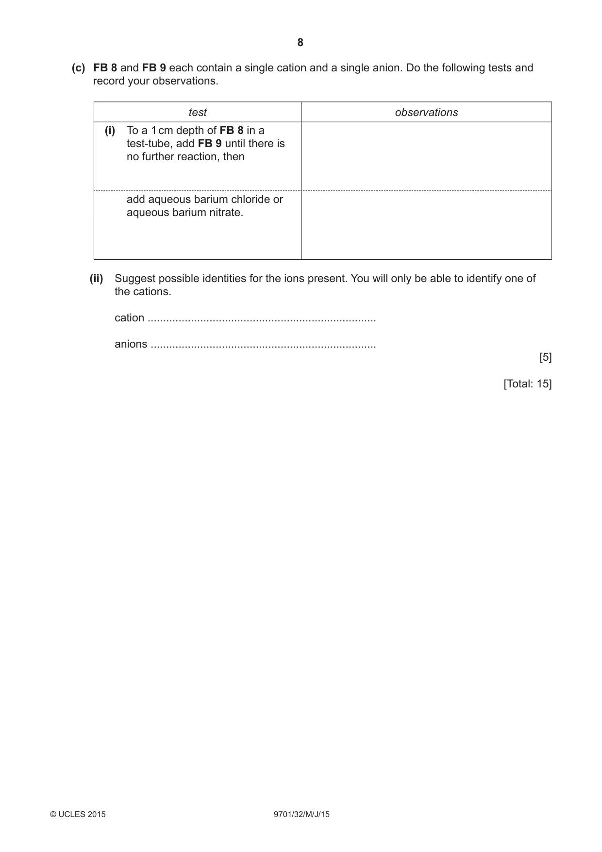 Cambridge A Level Chemistry 9701 2015 May/June Paper 3 · Variant 2 question paper, page 8 of 12