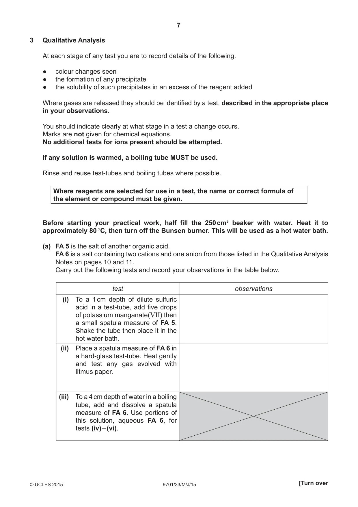 Cambridge A Level Chemistry 9701 2015 May/June Paper 3 · Variant 3 question paper, page 7 of 12