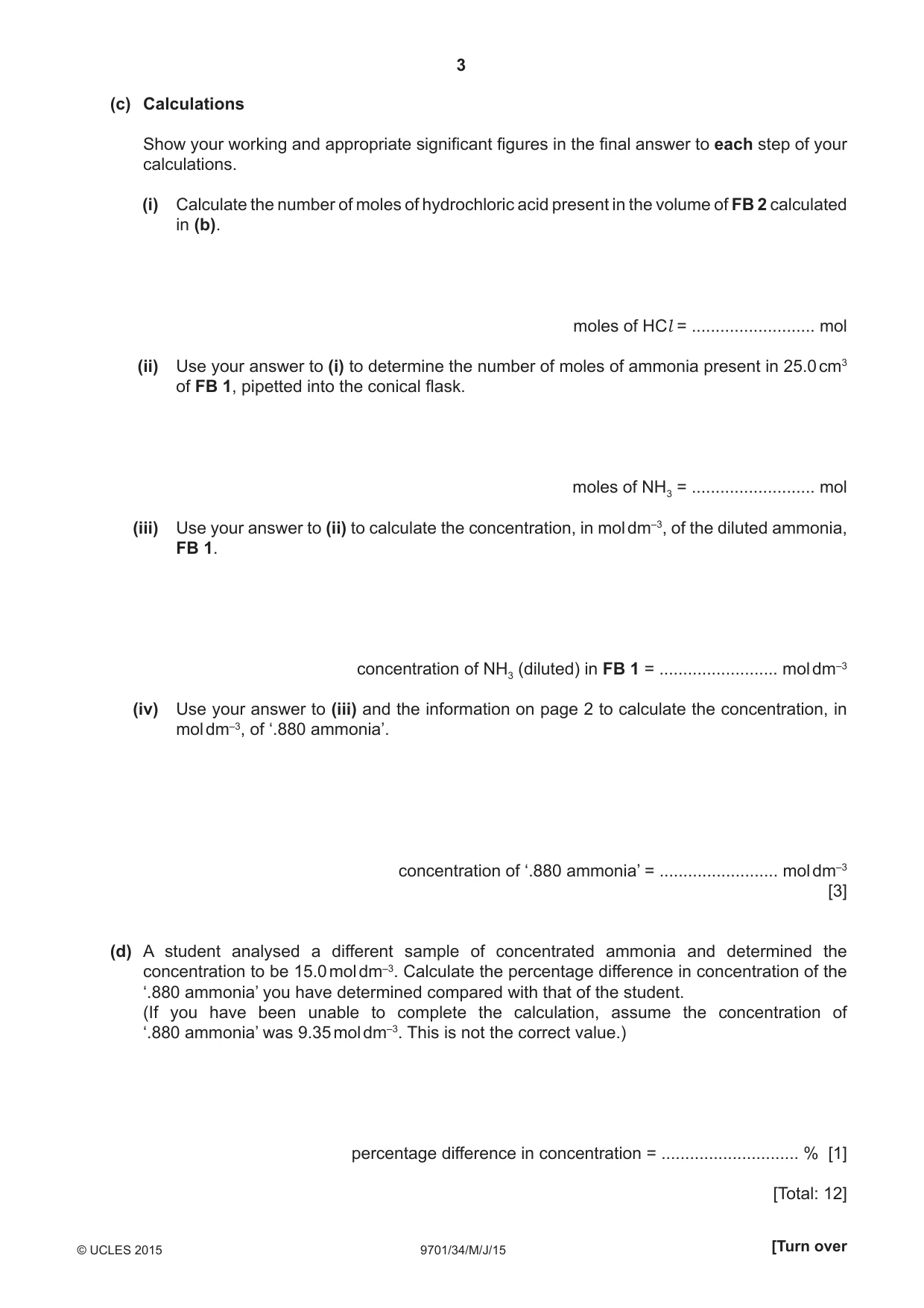 Cambridge A Level Chemistry 9701 2015 May/June Paper 3 · Variant 4 question paper, page 3 of 12