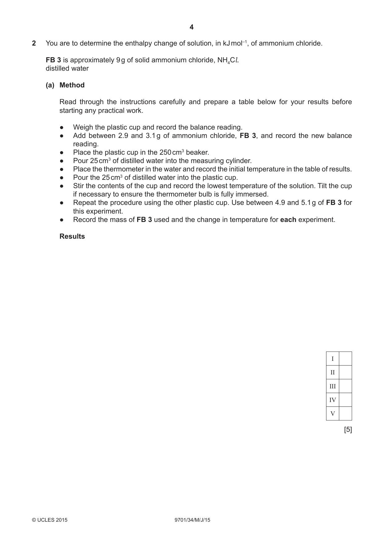 Cambridge A Level Chemistry 9701 2015 May/June Paper 3 · Variant 4 question paper, page 4 of 12