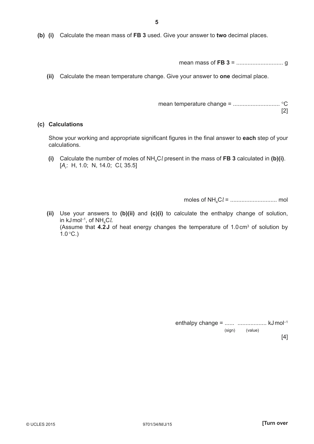Cambridge A Level Chemistry 9701 2015 May/June Paper 3 · Variant 4 question paper, page 5 of 12