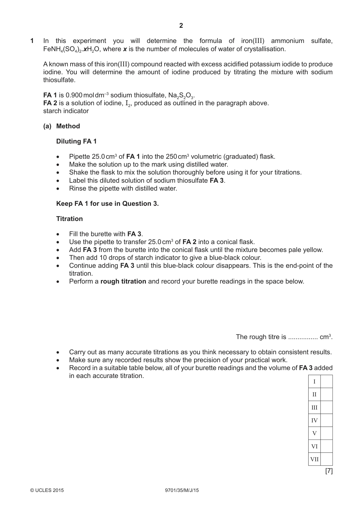 Cambridge A Level Chemistry 9701 2015 May/June Paper 3 · Variant 5 question paper, page 2 of 16