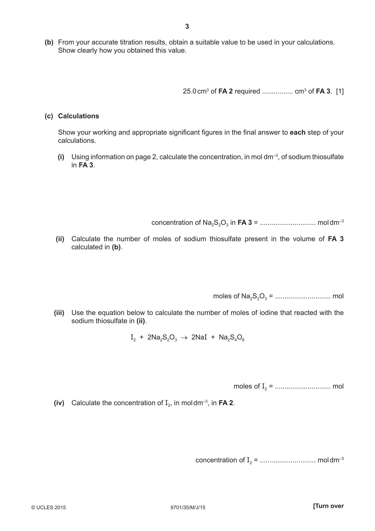 Cambridge A Level Chemistry 9701 2015 May/June Paper 3 · Variant 5 question paper, page 3 of 16