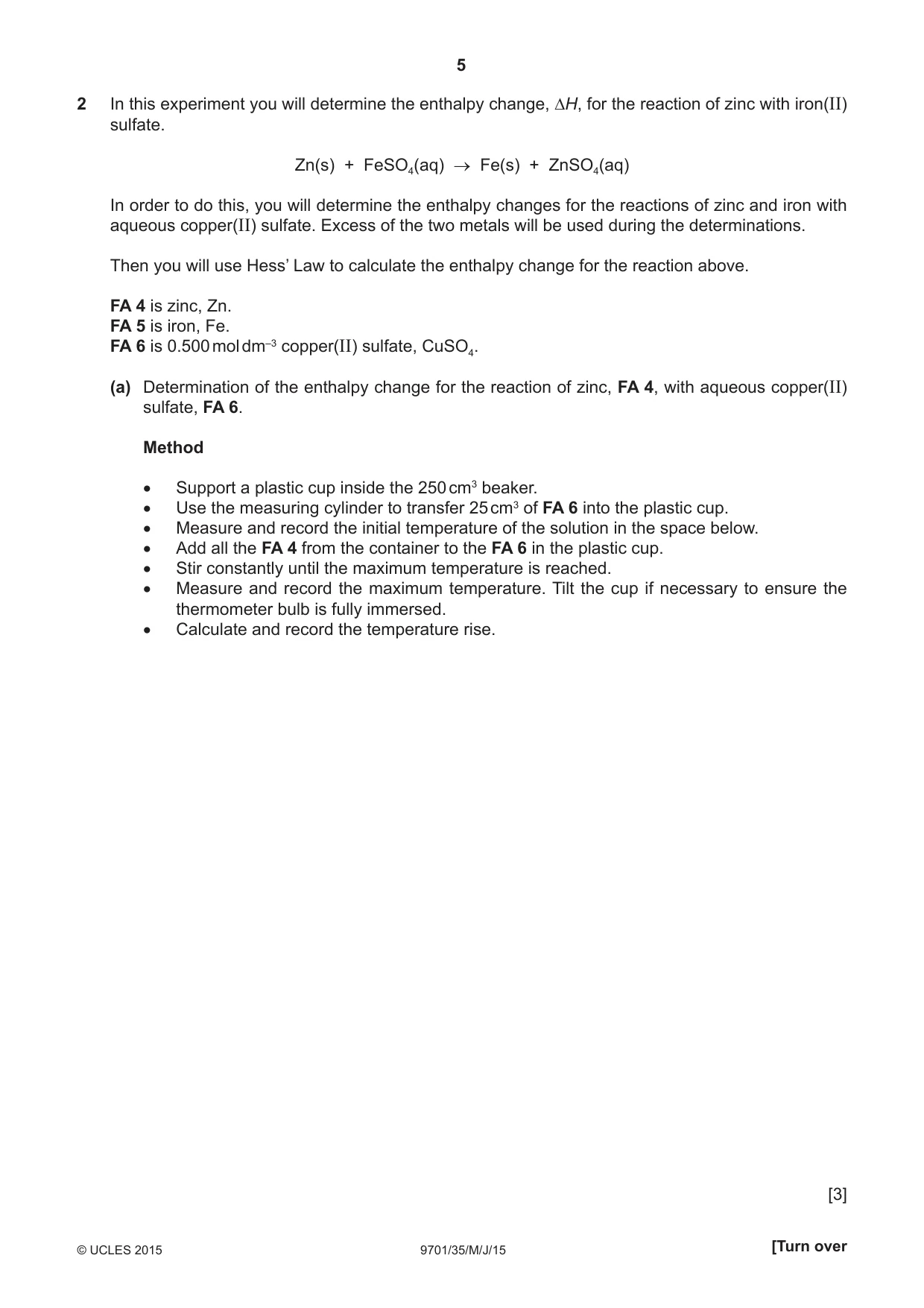 Cambridge A Level Chemistry 9701 2015 May/June Paper 3 · Variant 5 question paper, page 5 of 16