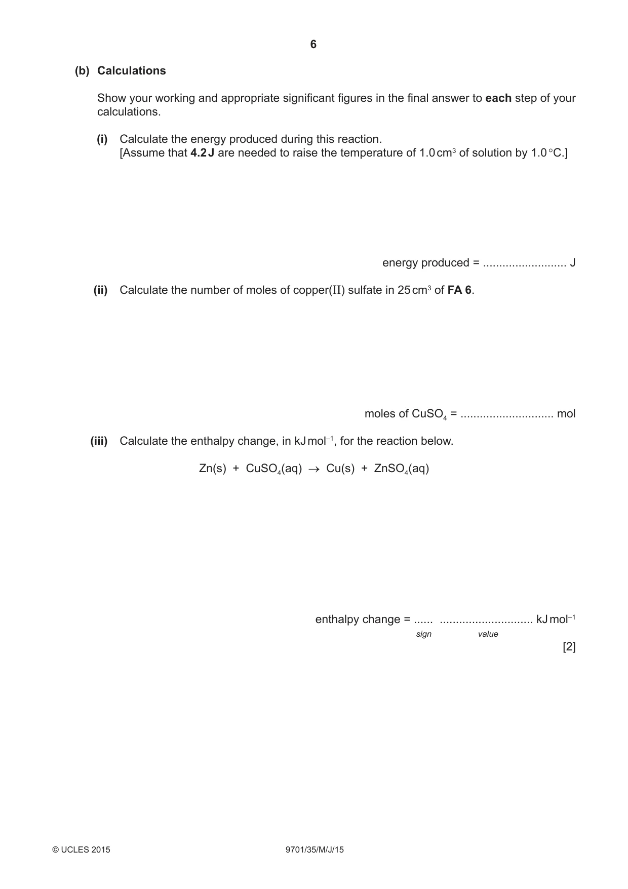 Cambridge A Level Chemistry 9701 2015 May/June Paper 3 · Variant 5 question paper, page 6 of 16