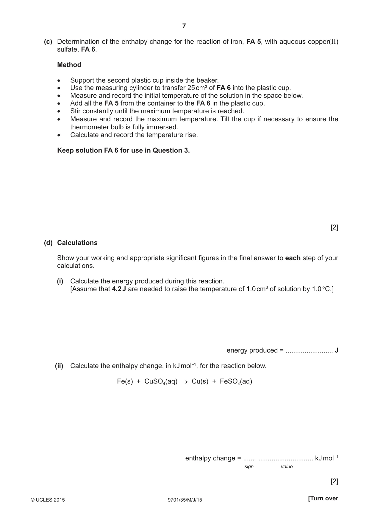 Cambridge A Level Chemistry 9701 2015 May/June Paper 3 · Variant 5 question paper, page 7 of 16