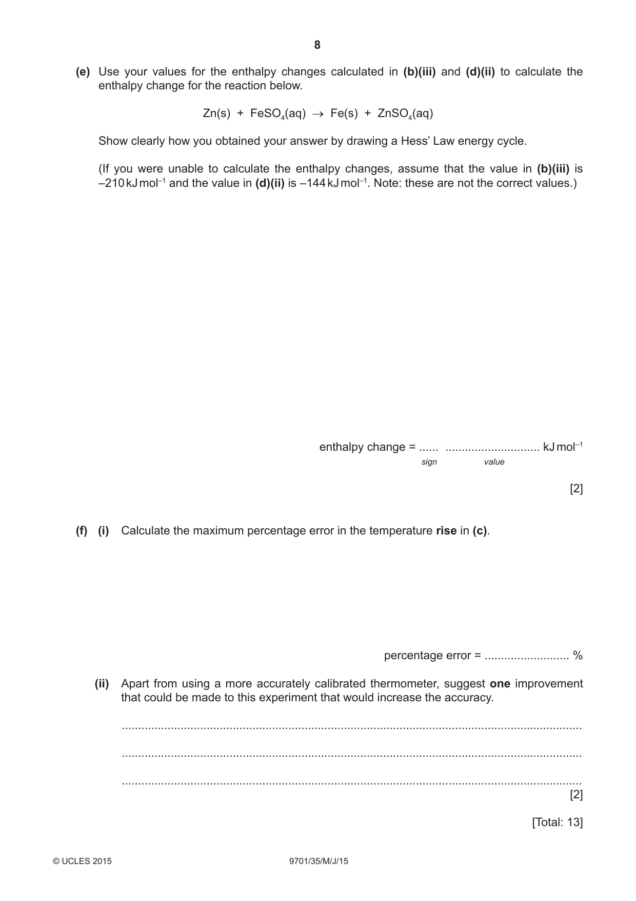 Cambridge A Level Chemistry 9701 2015 May/June Paper 3 · Variant 5 question paper, page 8 of 16