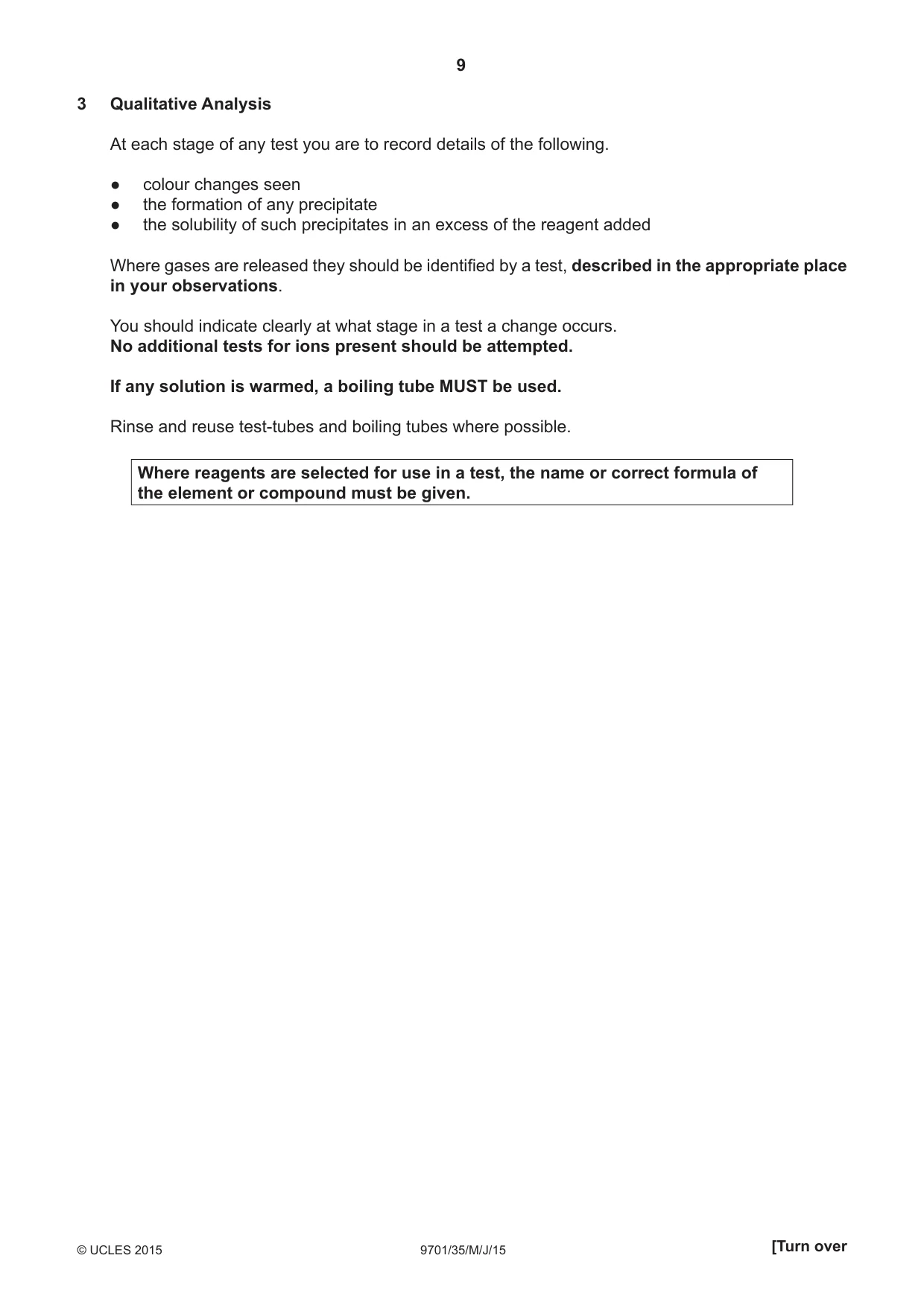 Cambridge A Level Chemistry 9701 2015 May/June Paper 3 · Variant 5 question paper, page 9 of 16