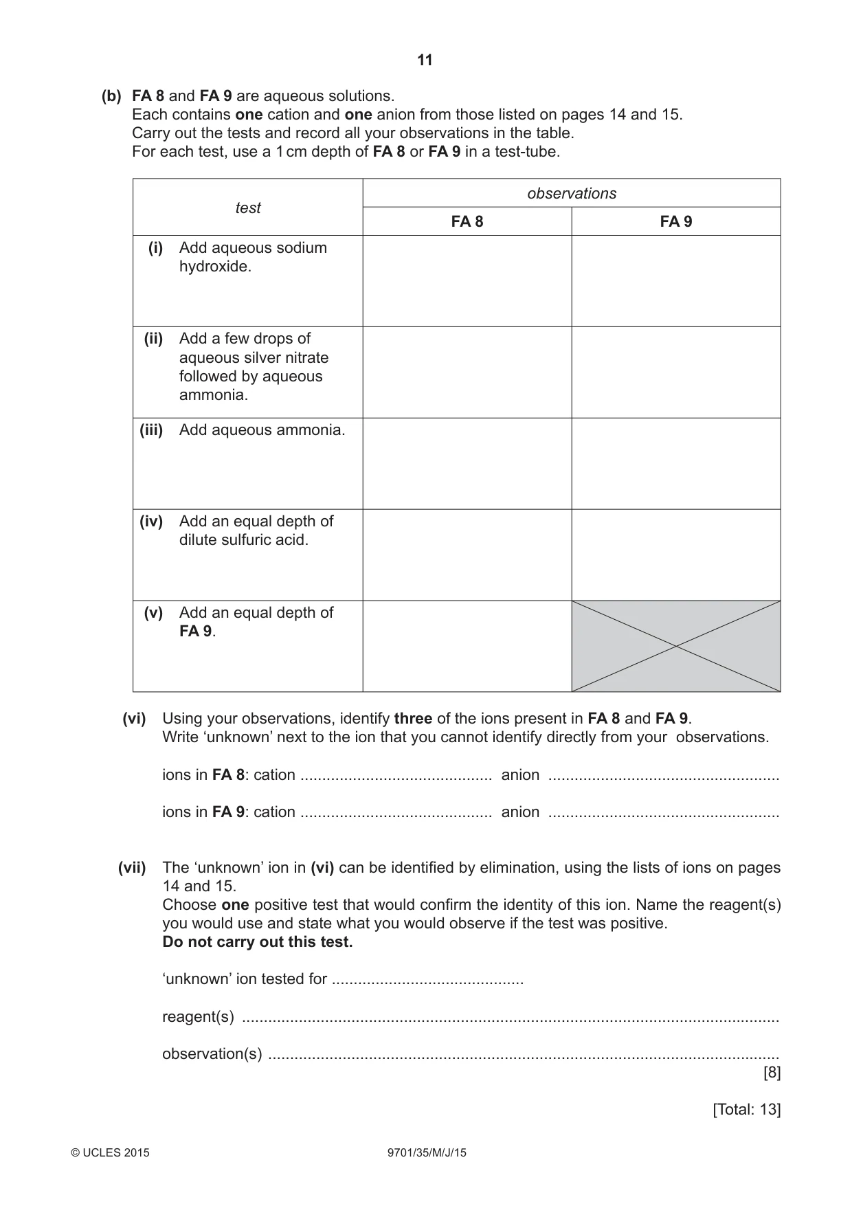 Cambridge A Level Chemistry 9701 2015 May/June Paper 3 · Variant 5 question paper, page 11 of 16