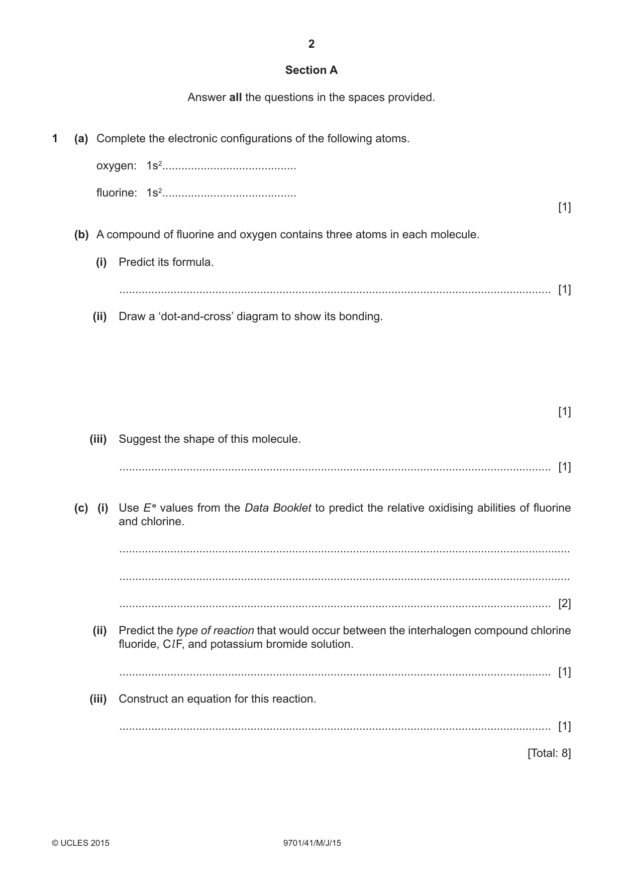 Cambridge A Level Chemistry 9701 2015 May/June Paper 4 · Variant 1 question paper, page 2 of 20
