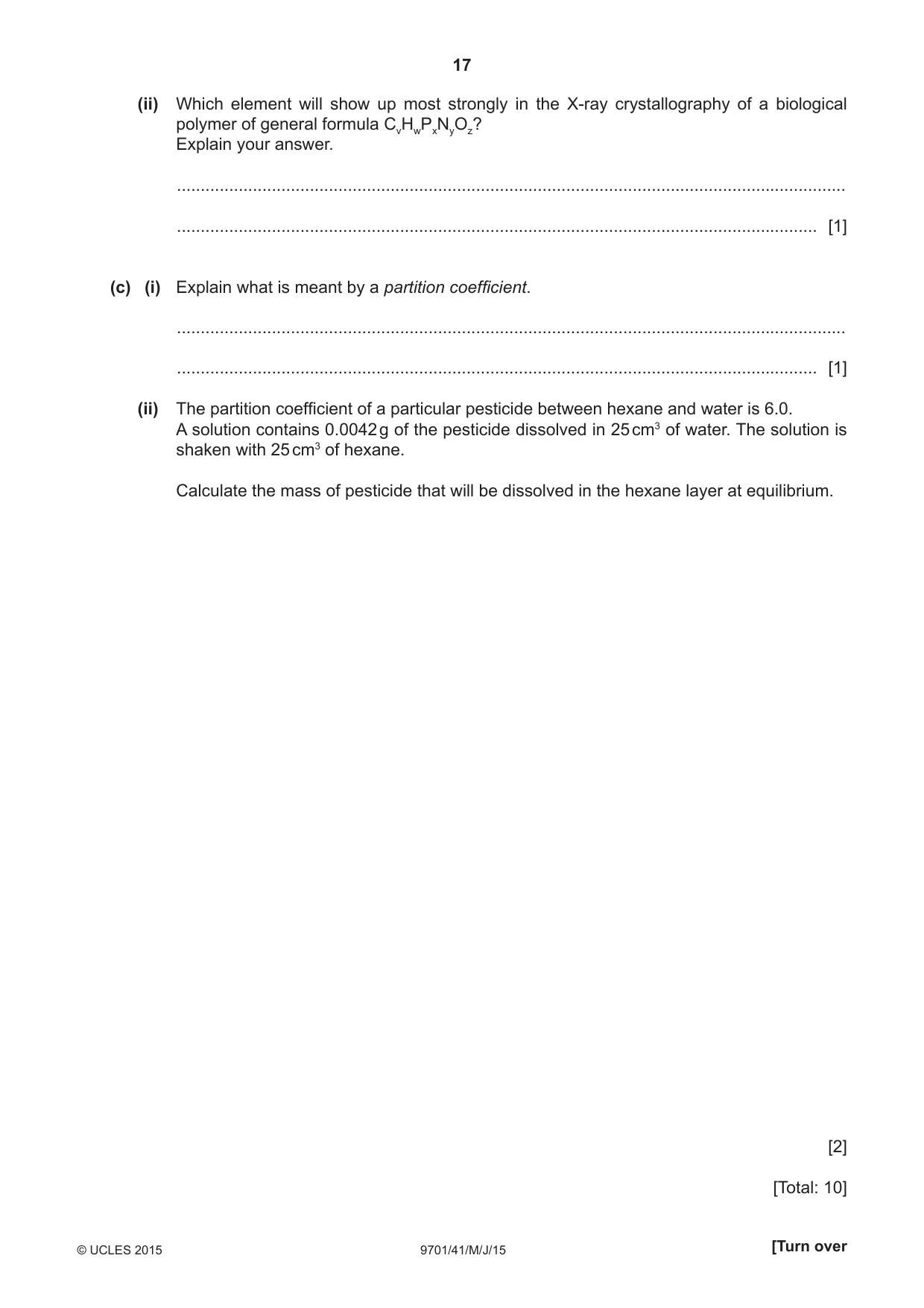 Cambridge A Level Chemistry 9701 2015 May/June Paper 4 · Variant 1 question paper, page 17 of 20