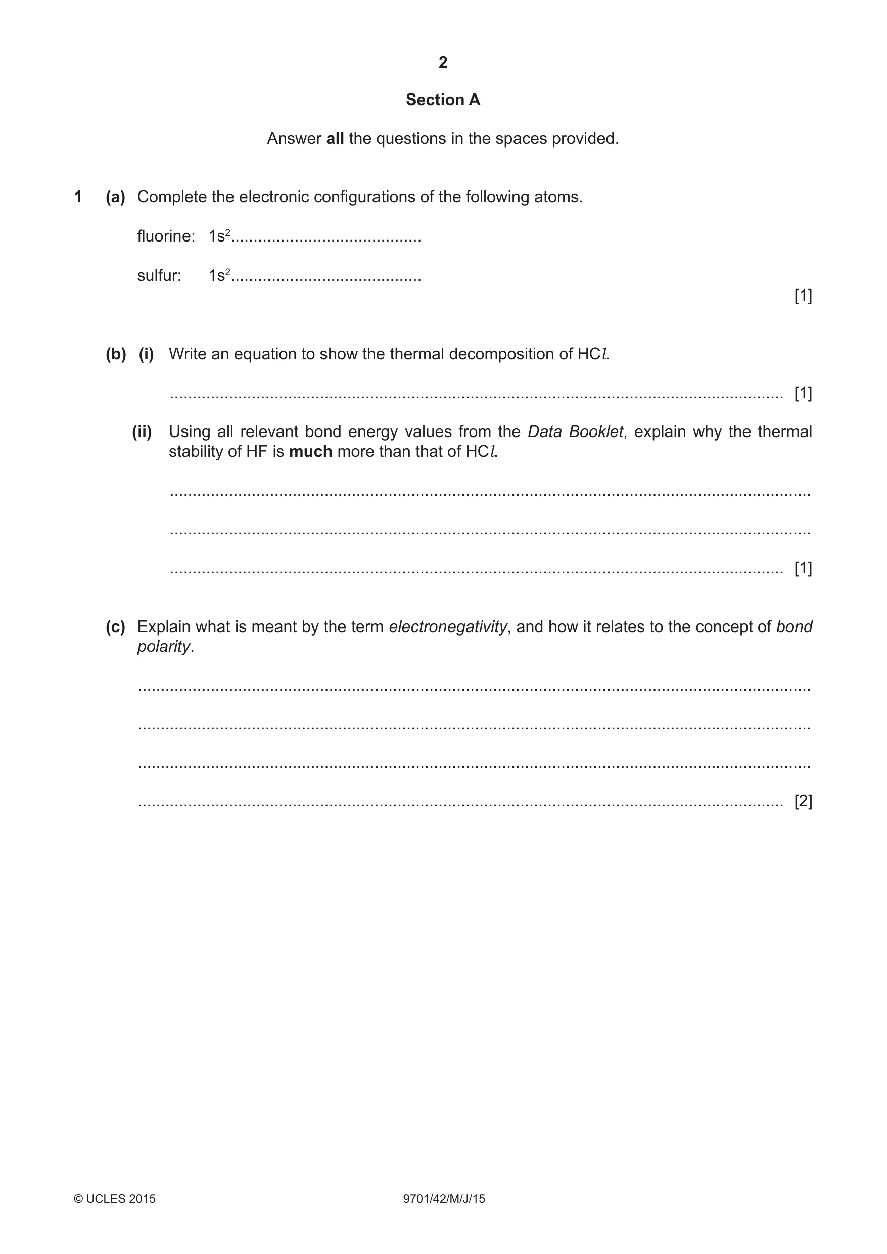 Cambridge A Level Chemistry 9701 2015 May/June Paper 4 · Variant 2 question paper, page 2 of 20