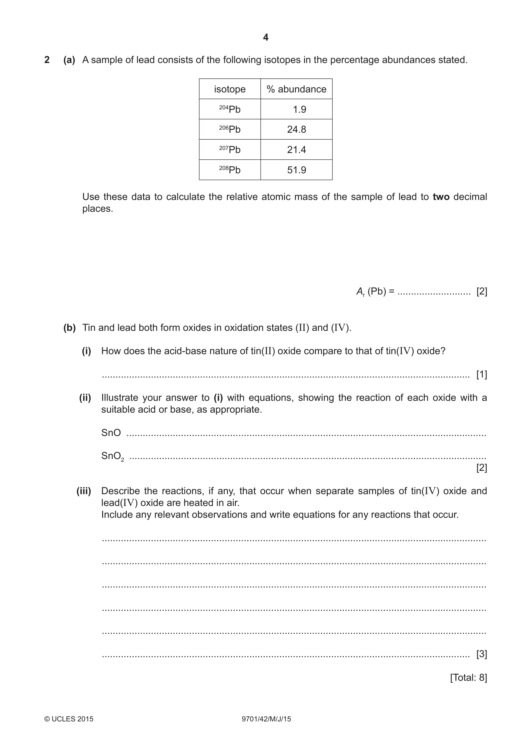 Cambridge A Level Chemistry 9701 2015 May/June Paper 4 · Variant 2 question paper, page 4 of 20