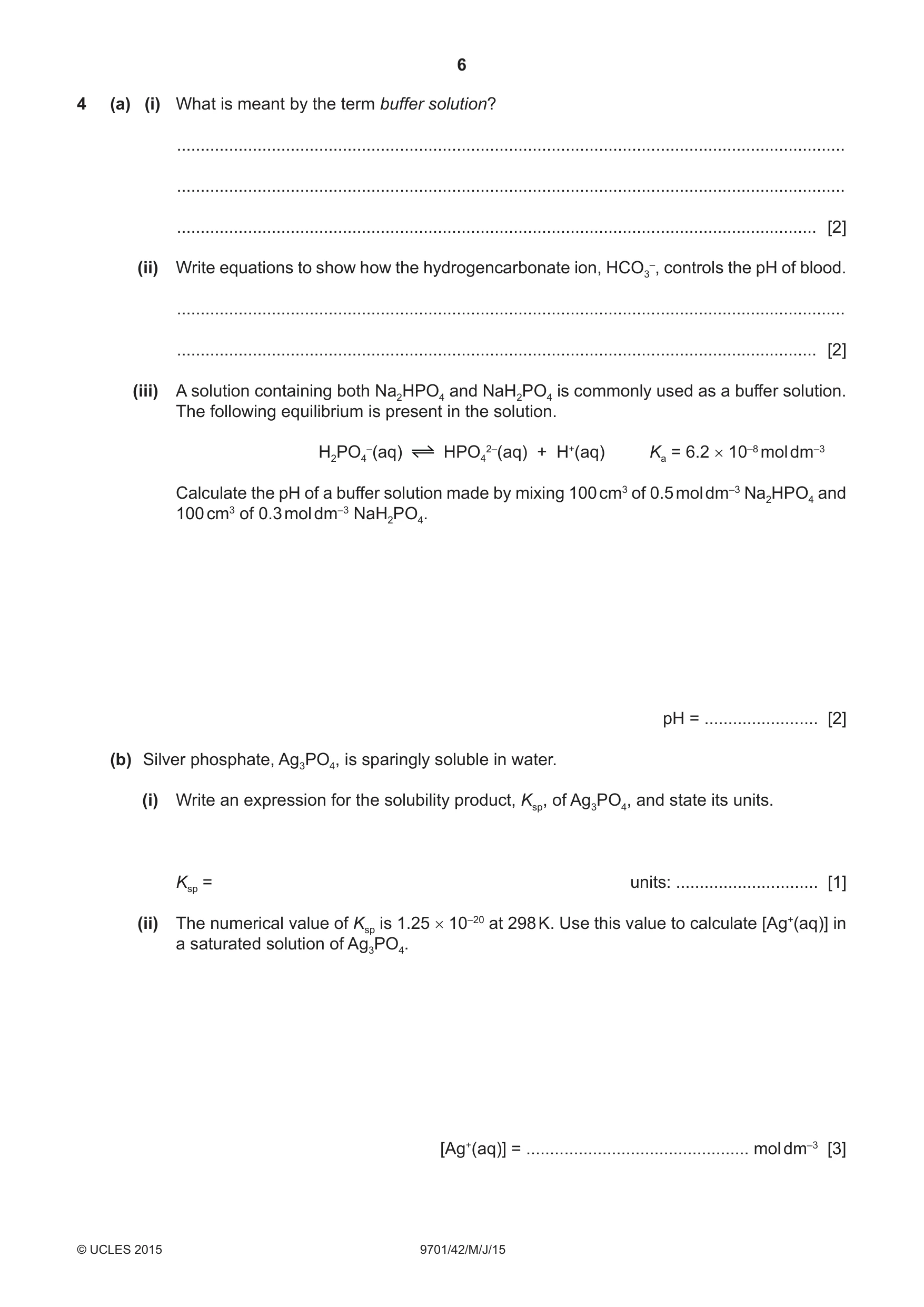 Cambridge A Level Chemistry 9701 2015 May/June Paper 4 · Variant 2 question paper, page 6 of 20