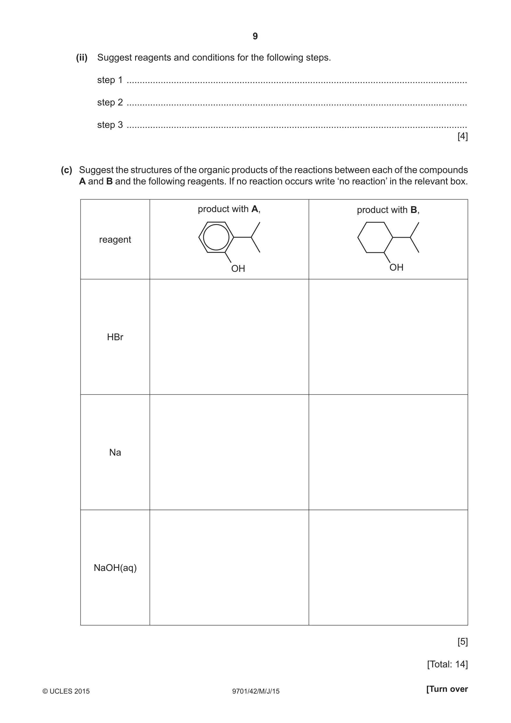 Cambridge A Level Chemistry 9701 2015 May/June Paper 4 · Variant 2 question paper, page 9 of 20