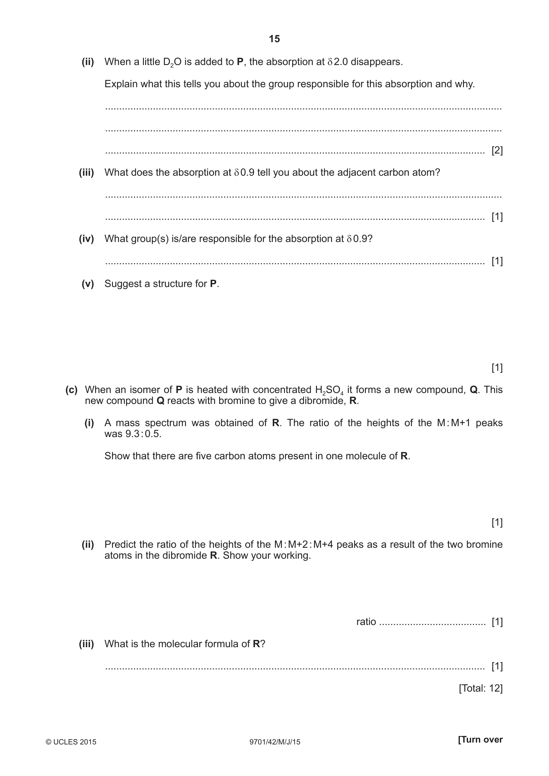 Cambridge A Level Chemistry 9701 2015 May/June Paper 4 · Variant 2 question paper, page 15 of 20