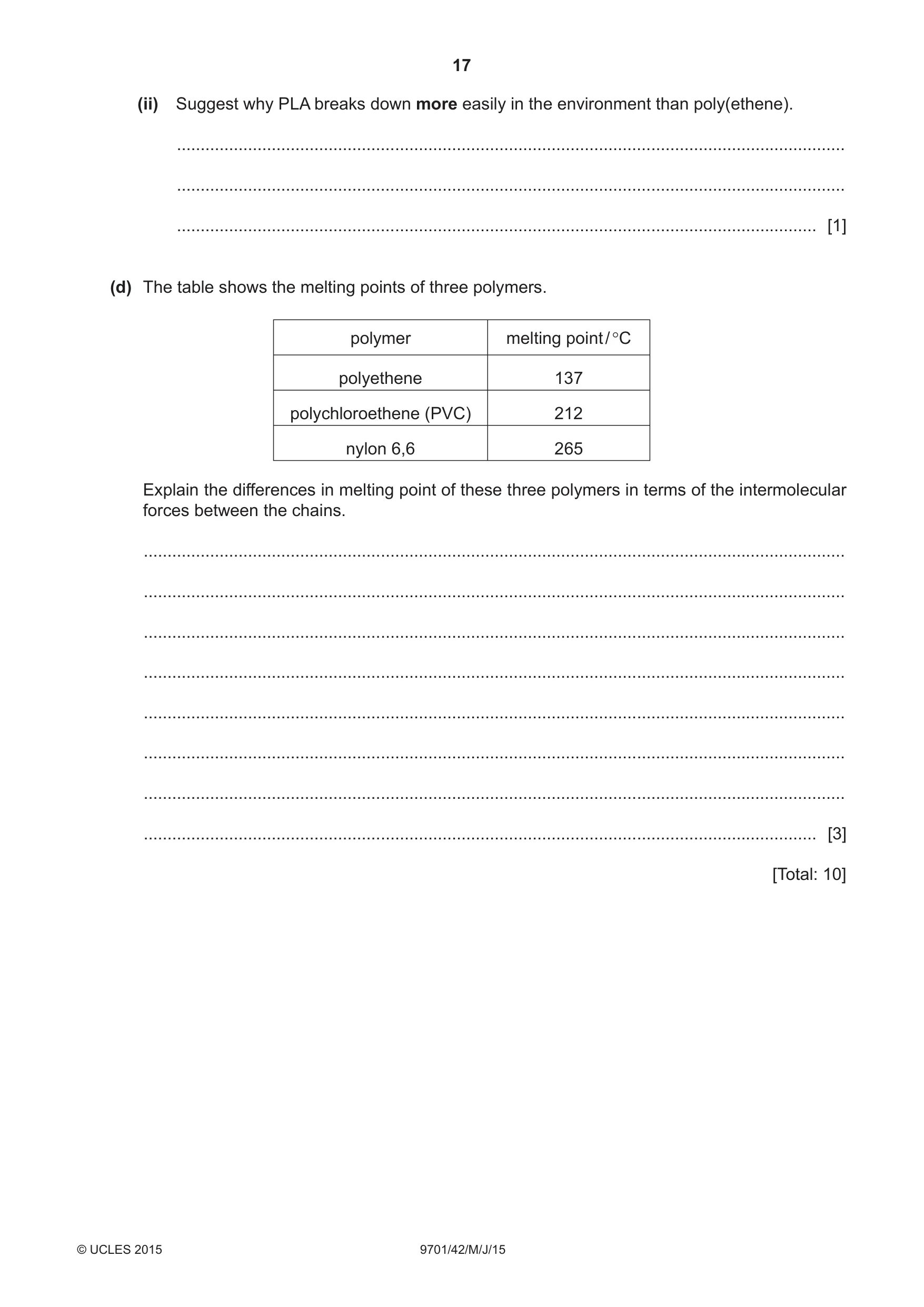 Cambridge A Level Chemistry 9701 2015 May/June Paper 4 · Variant 2 question paper, page 17 of 20