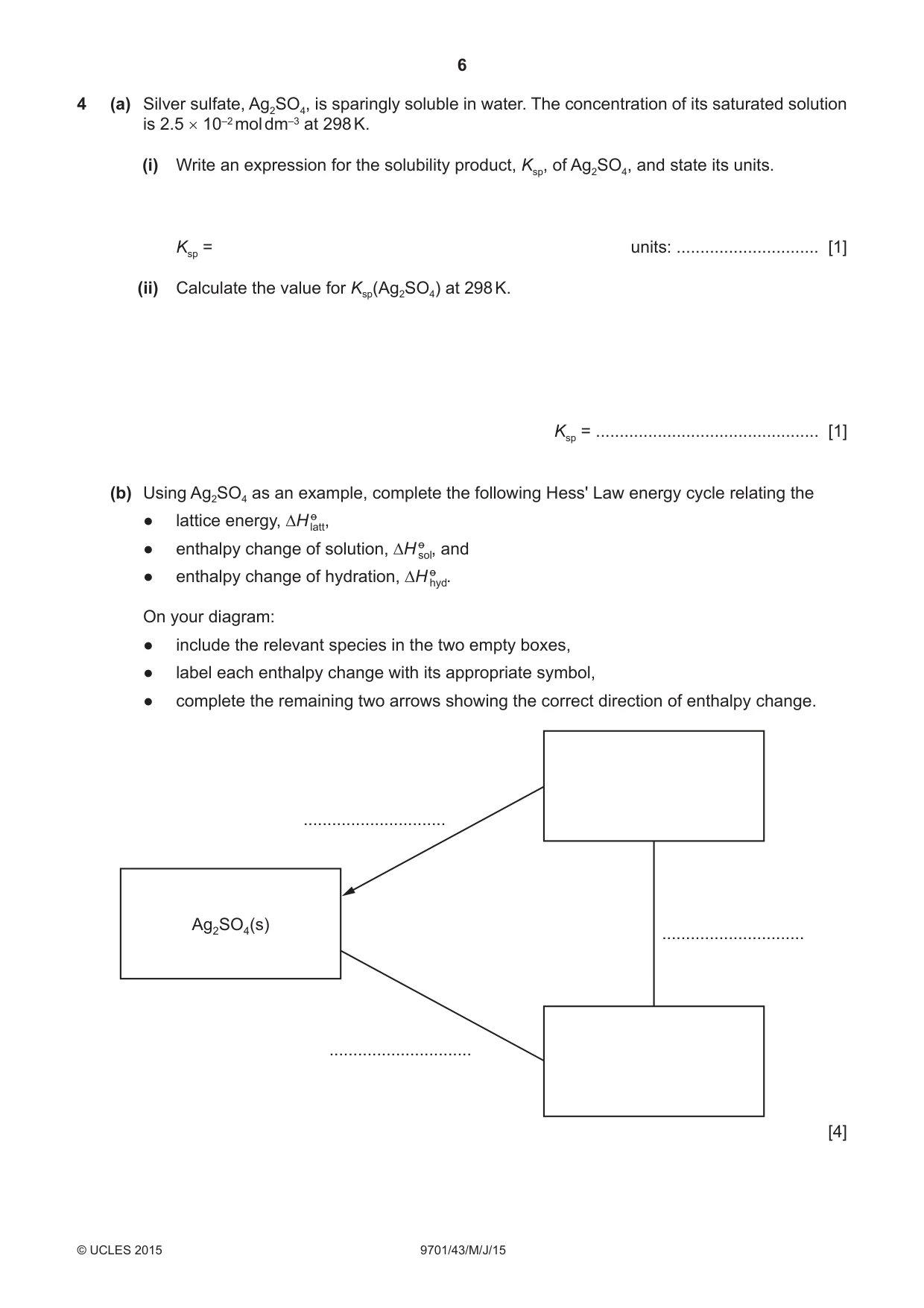 Cambridge A Level Chemistry 9701 2015 May/June Paper 4 · Variant 3 question paper, page 6 of 20