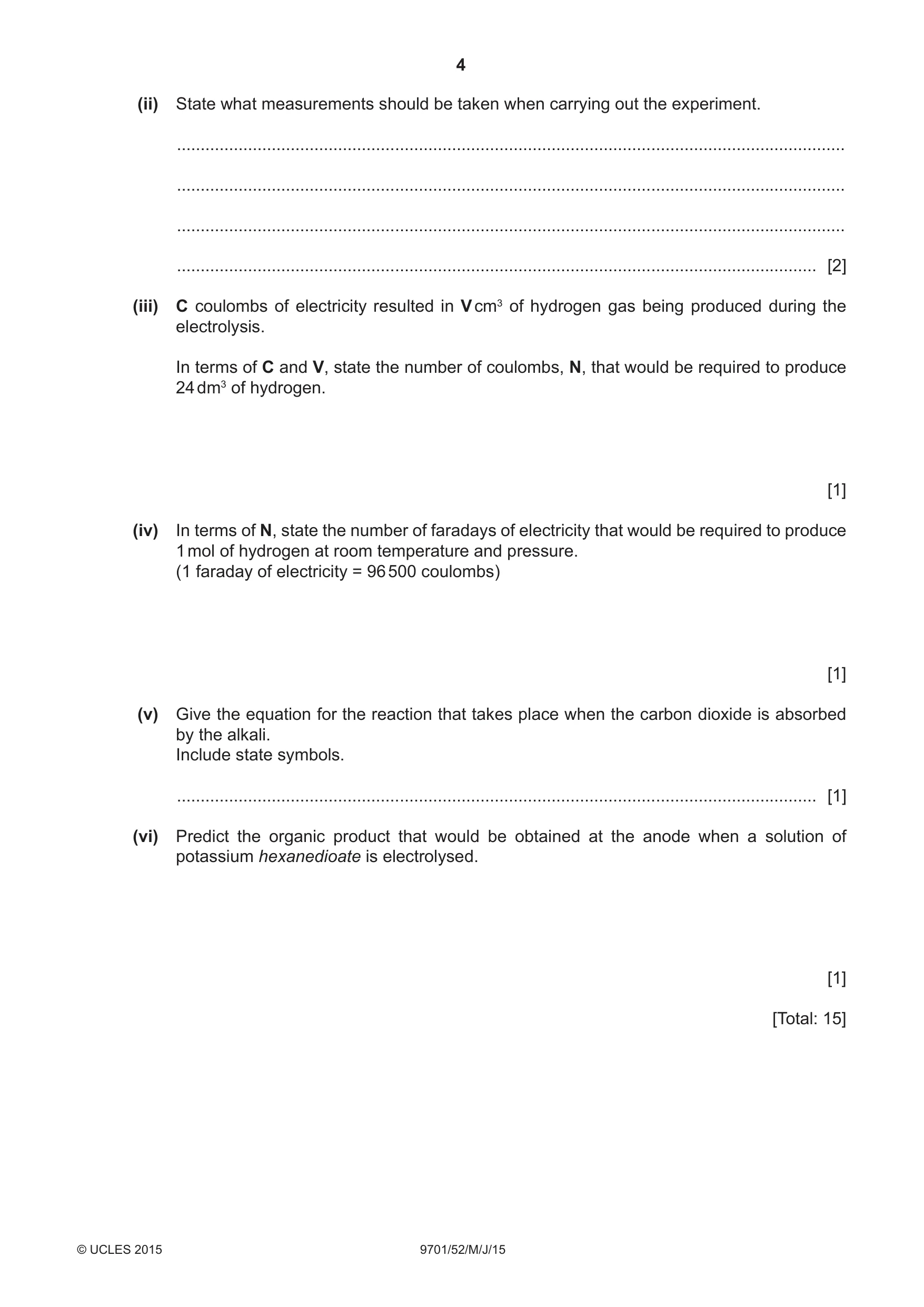 Cambridge A Level Chemistry 9701 2015 May/June Paper 5 · Variant 2 question paper, page 4 of 8