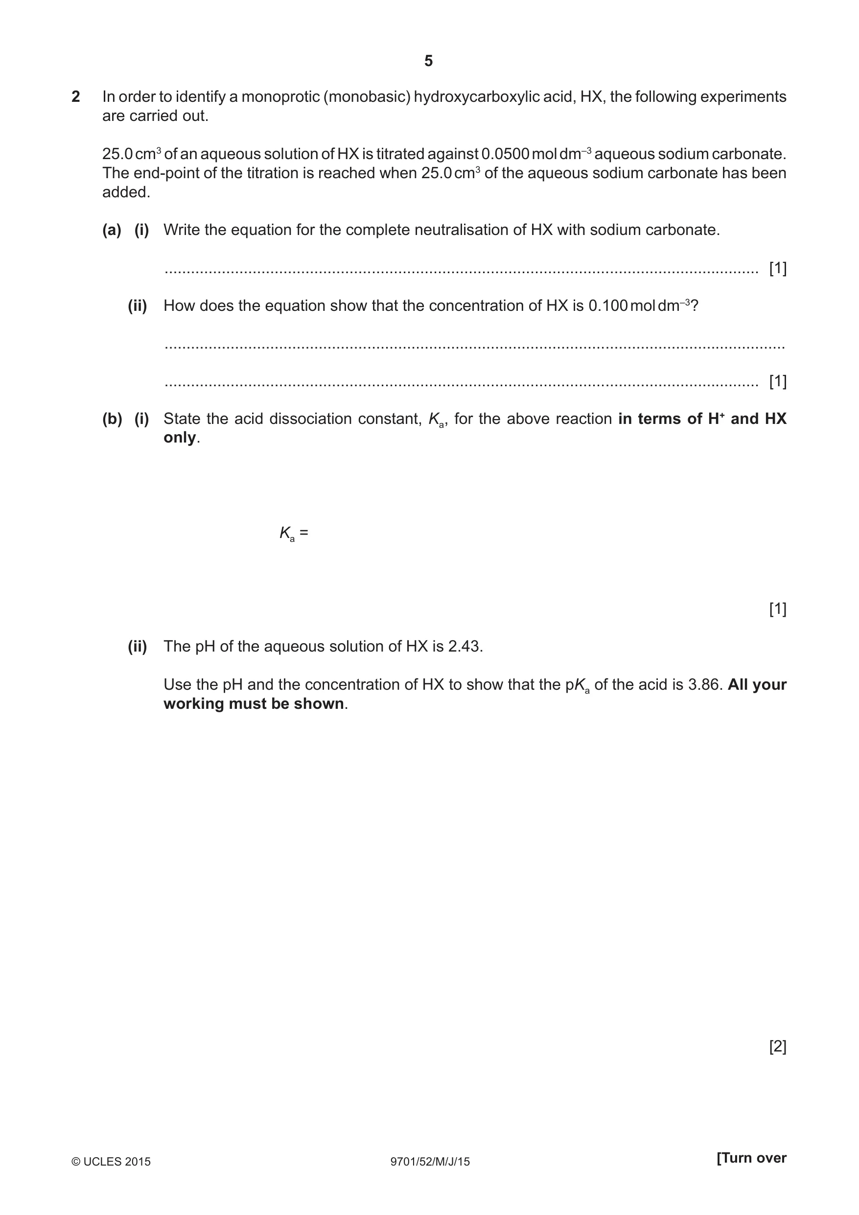 Cambridge A Level Chemistry 9701 2015 May/June Paper 5 · Variant 2 question paper, page 5 of 8