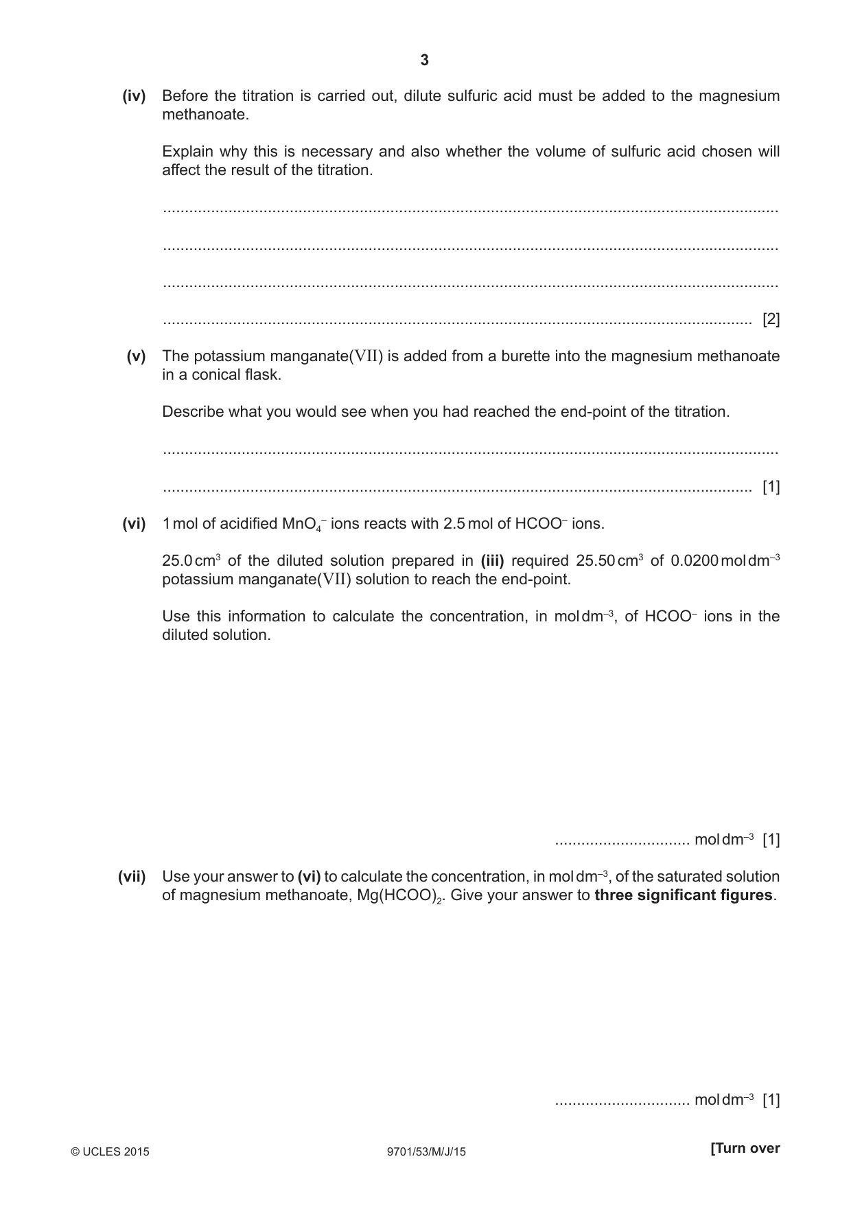 Cambridge A Level Chemistry 9701 2015 May/June Paper 5 · Variant 3 question paper, page 3 of 12