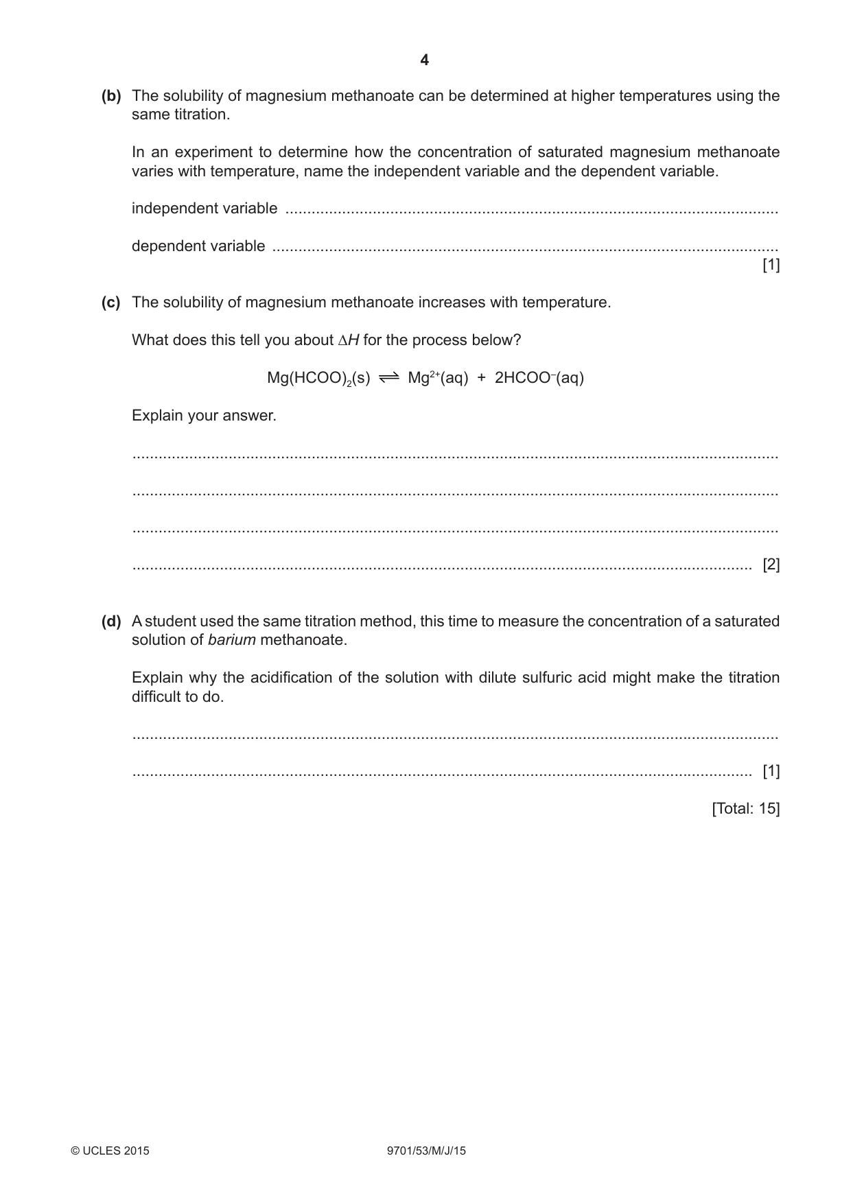 Cambridge A Level Chemistry 9701 2015 May/June Paper 5 · Variant 3 question paper, page 4 of 12