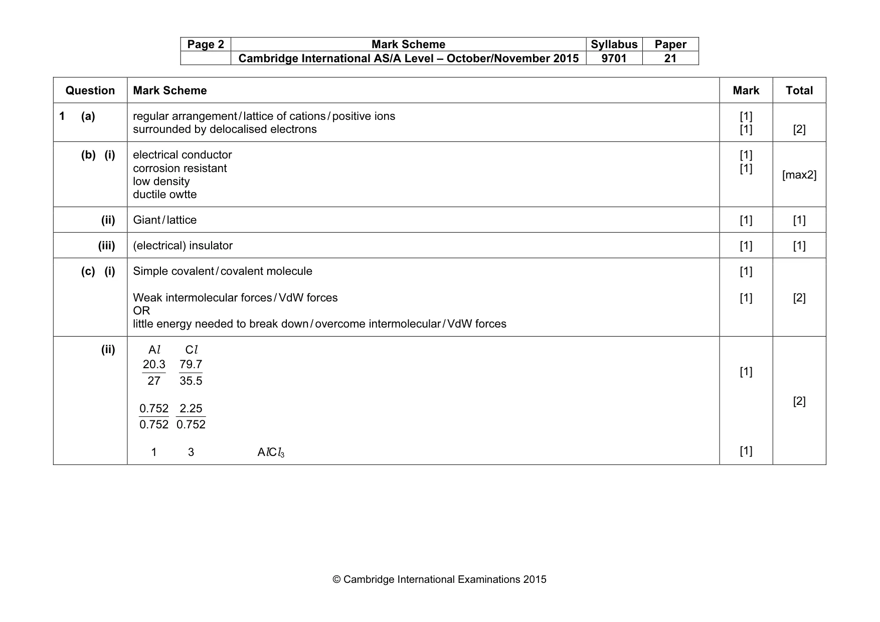 Mark scheme, page 2 of 6