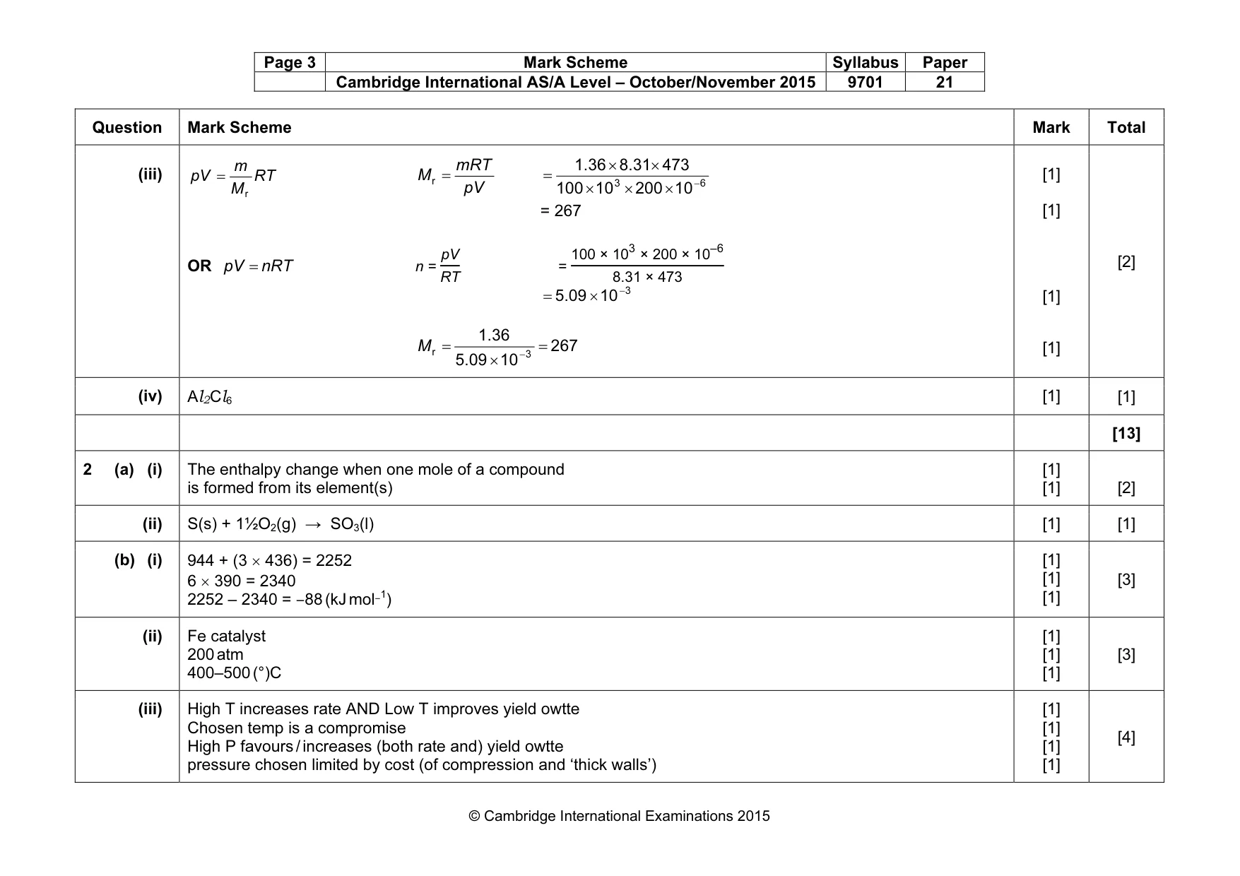 Mark scheme, page 3 of 6