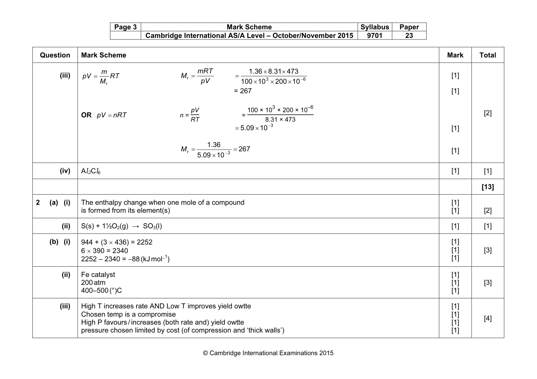 Mark scheme, page 3 of 6