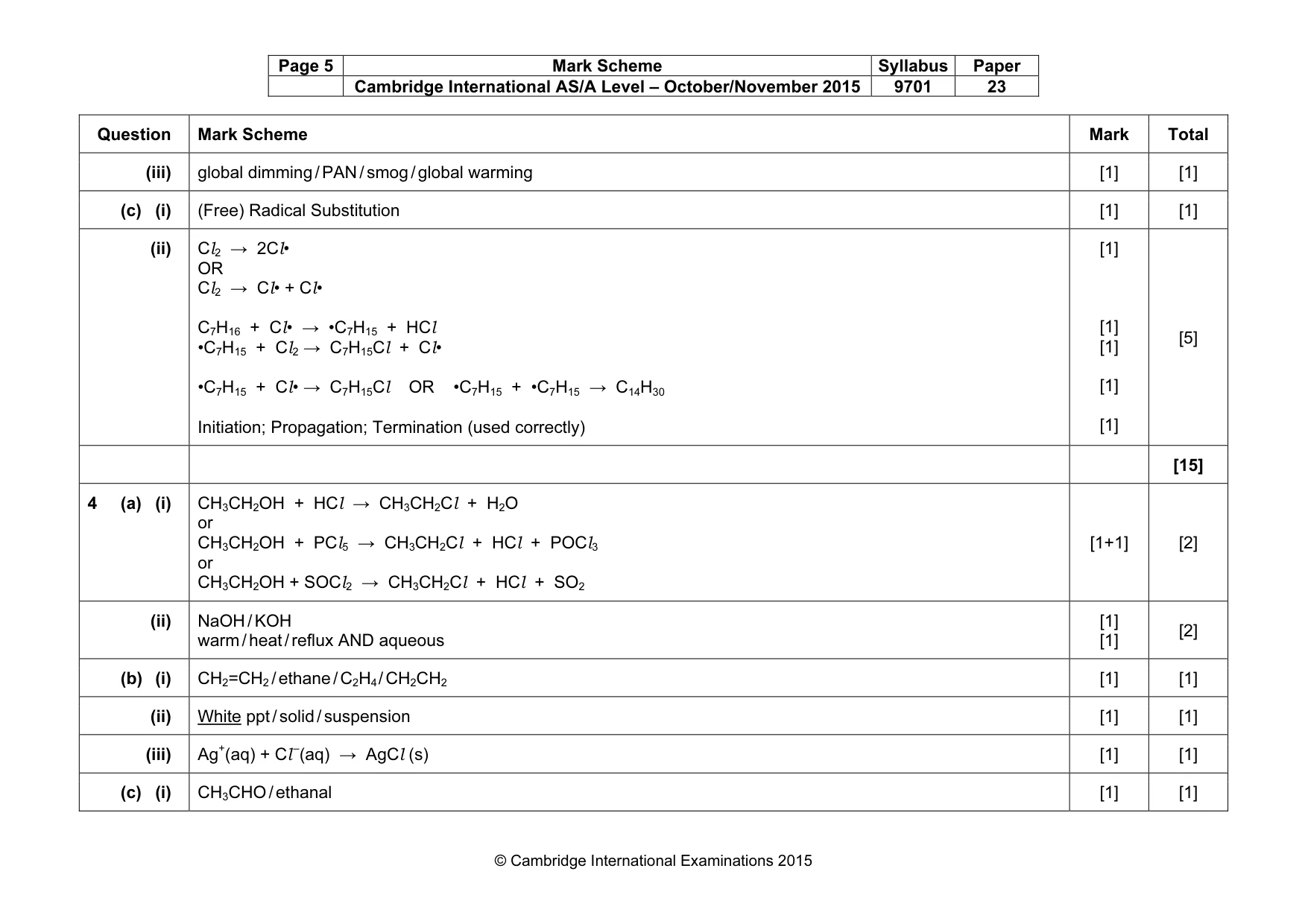 Mark scheme, page 5 of 6