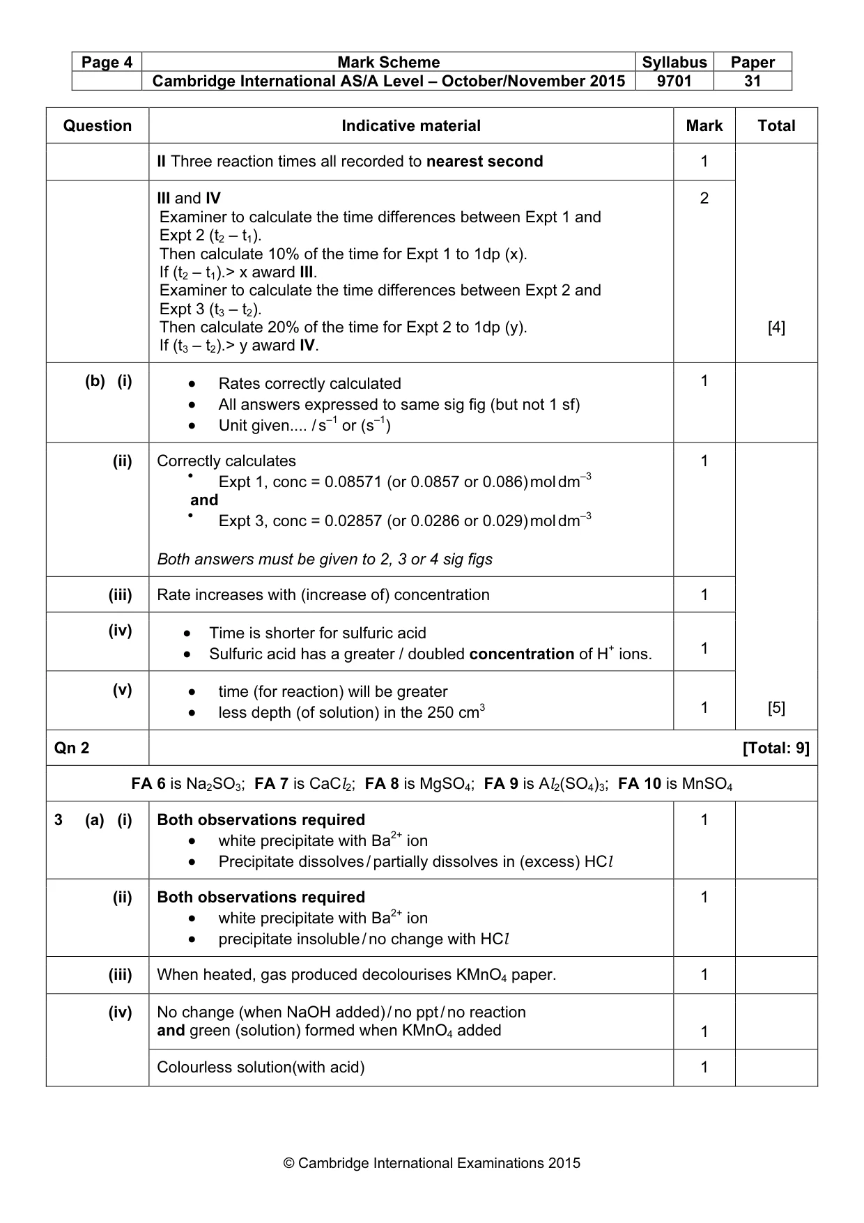 Mark scheme, page 4 of 5