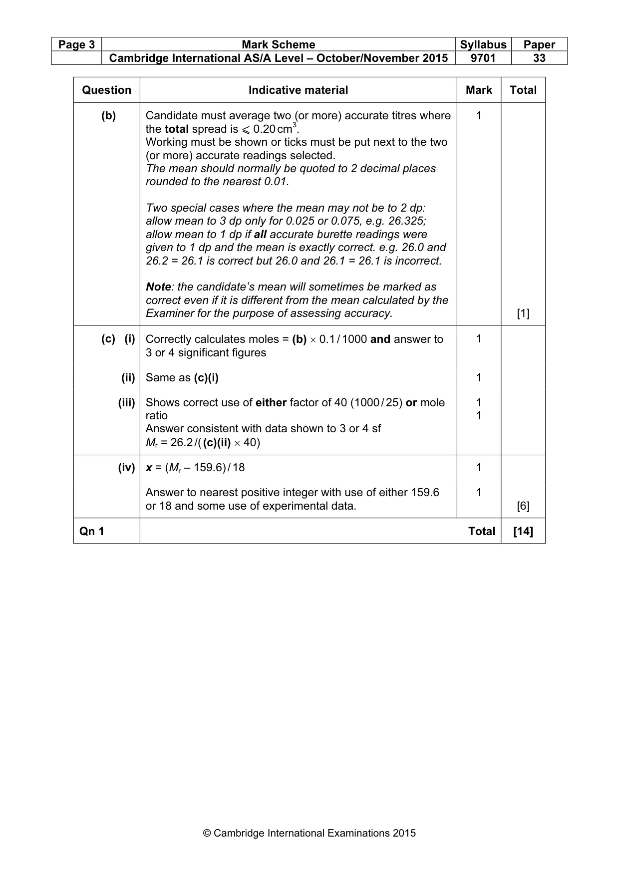 Mark scheme, page 3 of 6