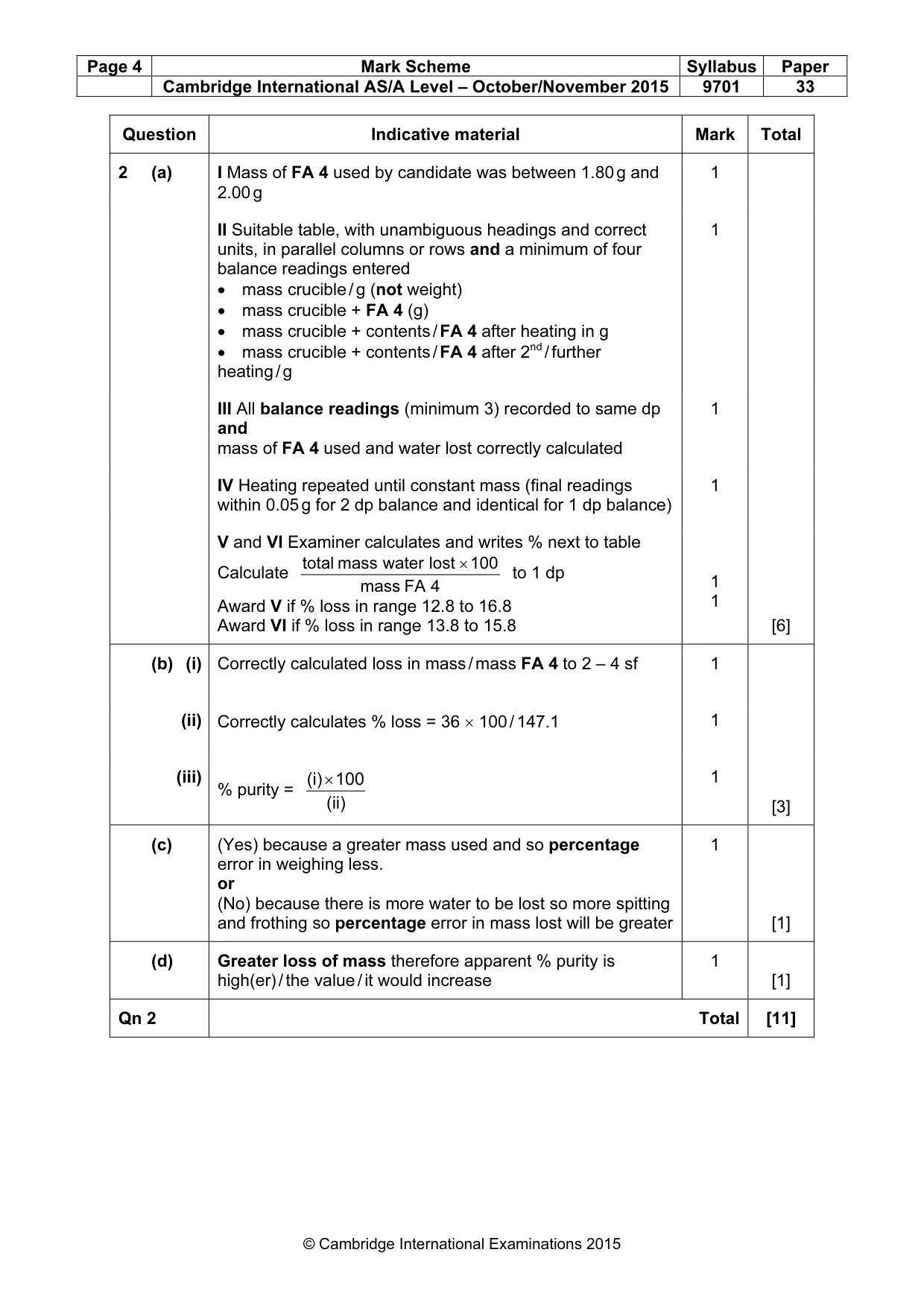 Mark scheme, page 4 of 6