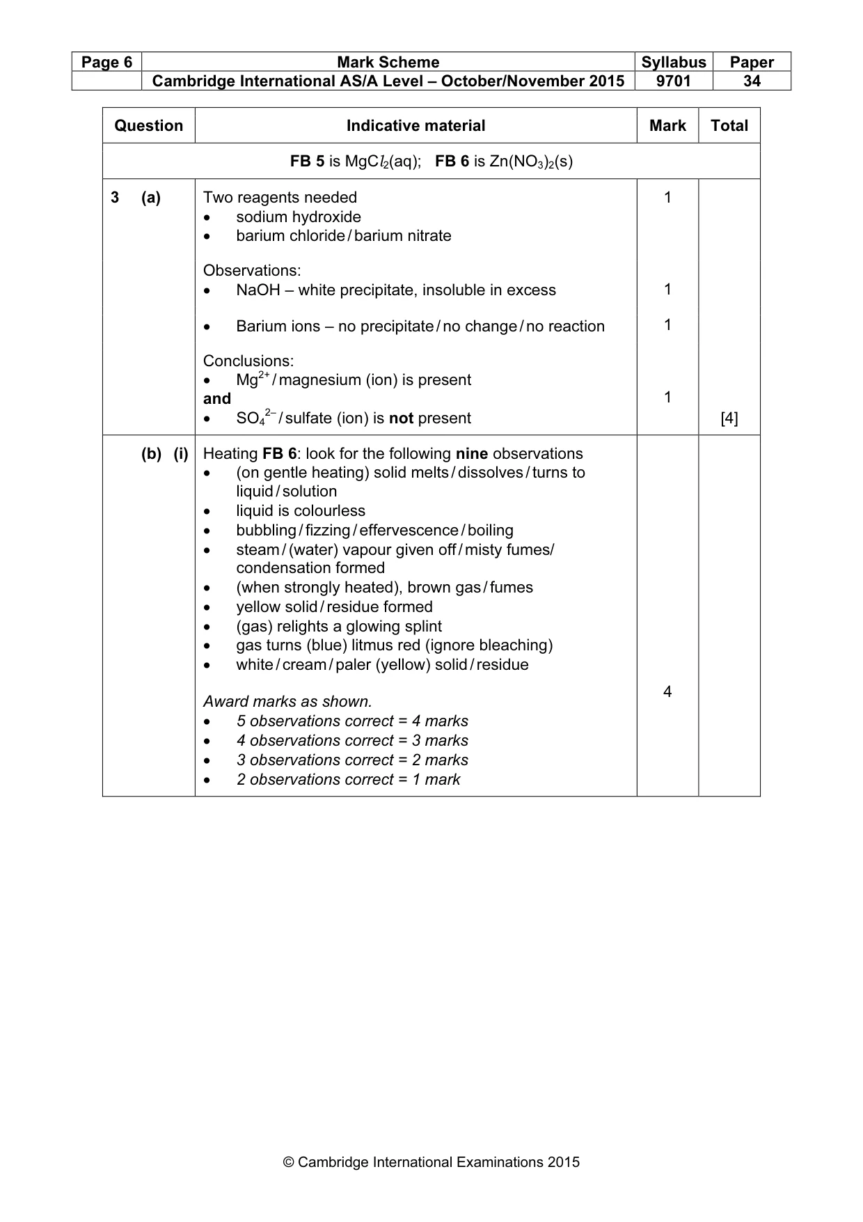 Mark scheme, page 6 of 7