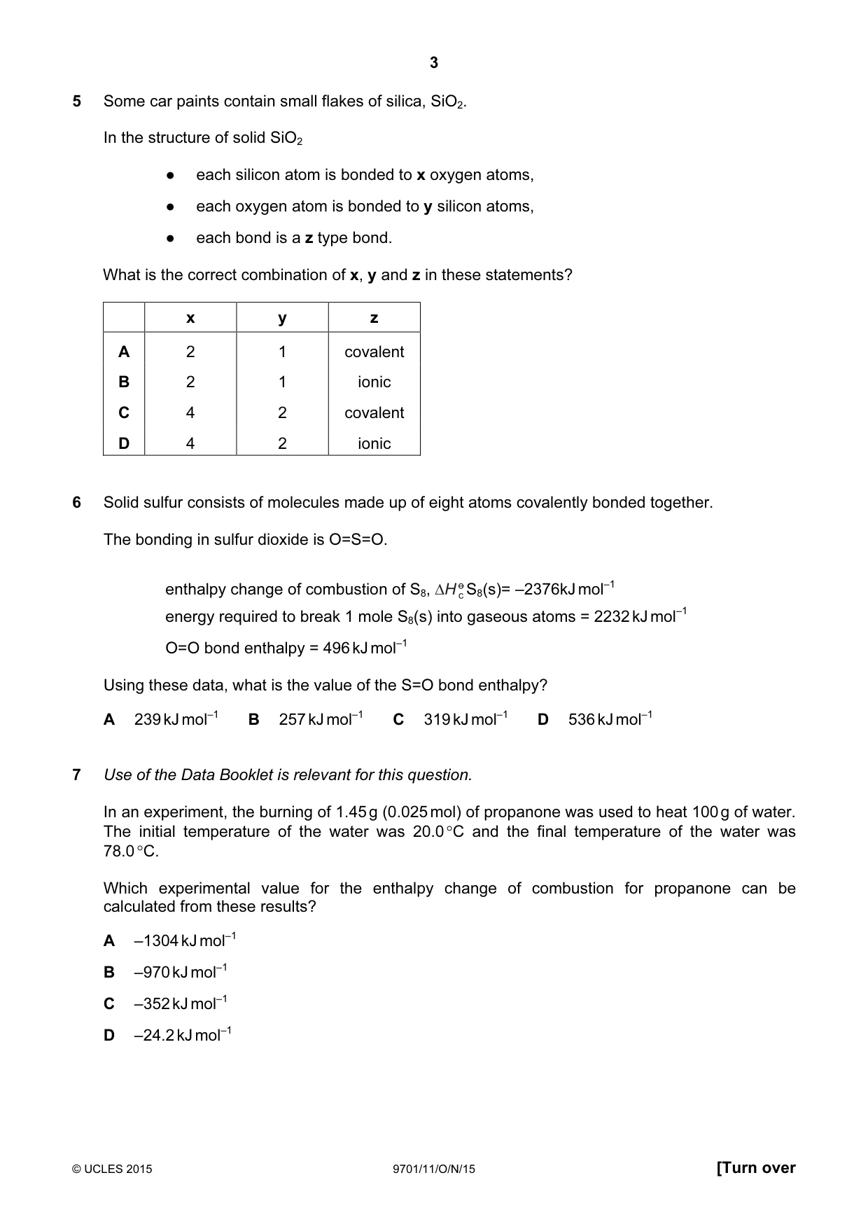 Cambridge A Level Chemistry 9701 2015 Oct/Nov Paper 1 · Variant 1 question paper, page 3 of 16