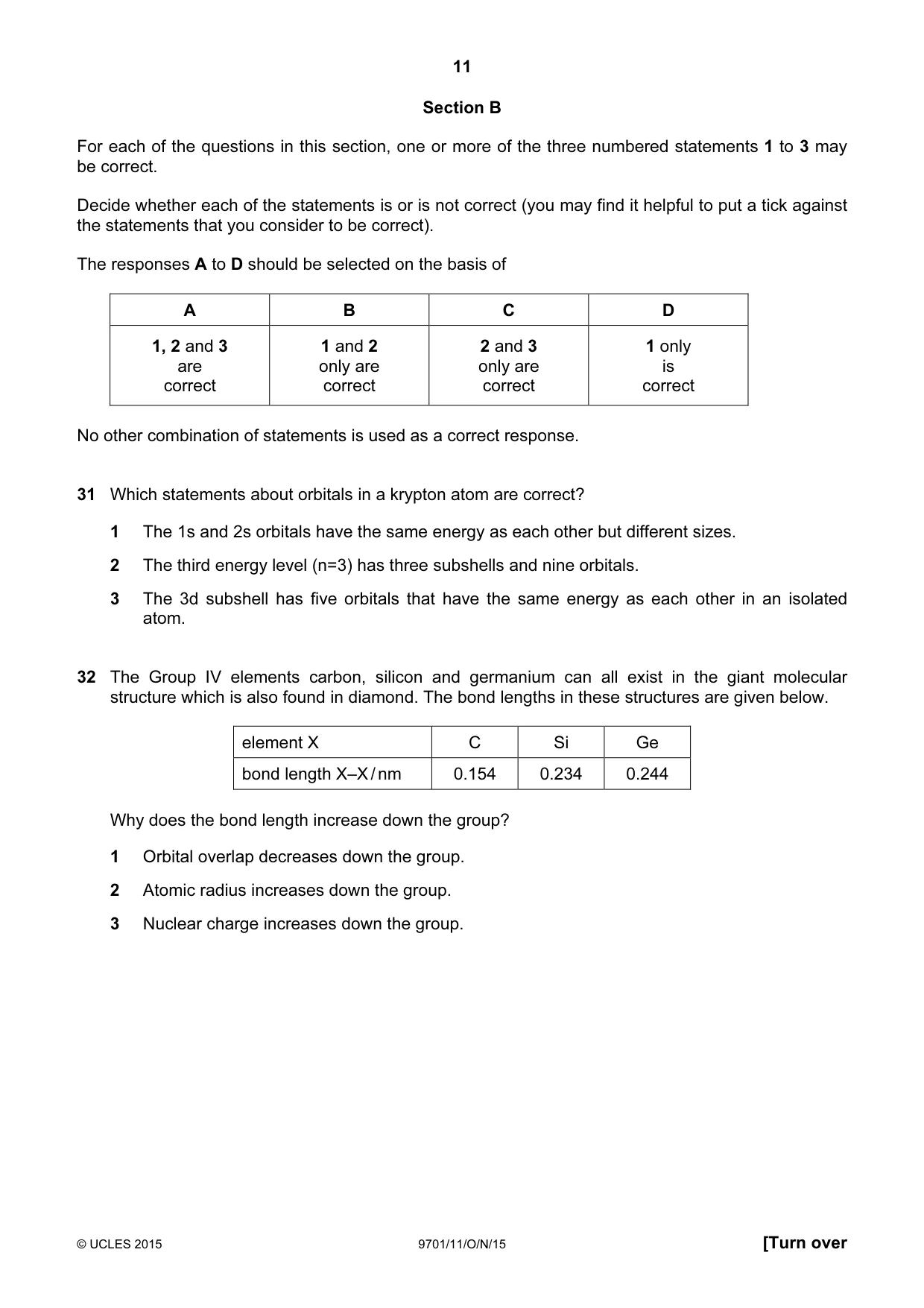 Cambridge A Level Chemistry 9701 2015 Oct/Nov Paper 1 · Variant 1 question paper, page 11 of 16