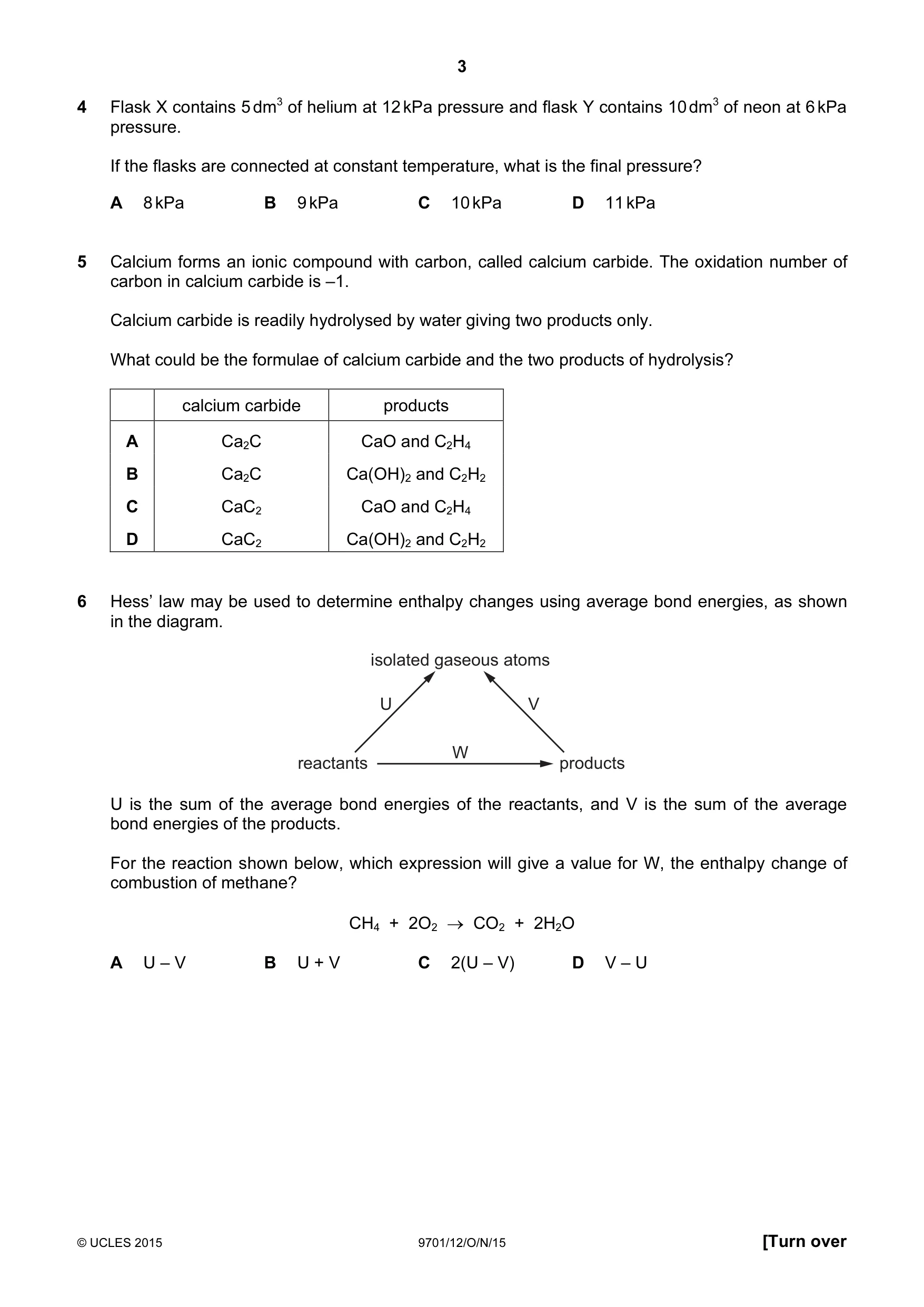Cambridge A Level Chemistry 9701 2015 Oct/Nov Paper 1 · Variant 2 question paper, page 3 of 16