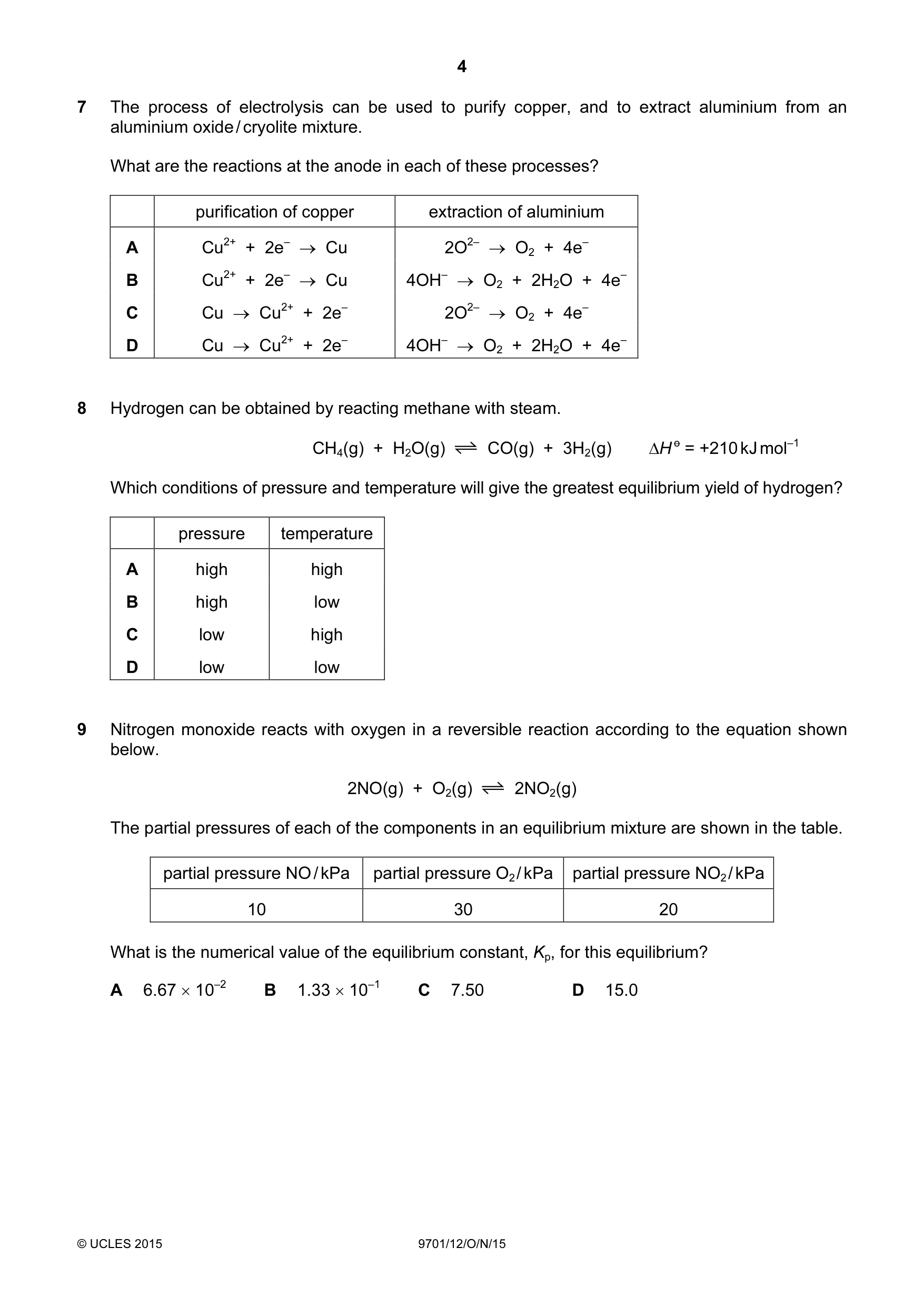 Cambridge A Level Chemistry 9701 2015 Oct/Nov Paper 1 · Variant 2 question paper, page 4 of 16