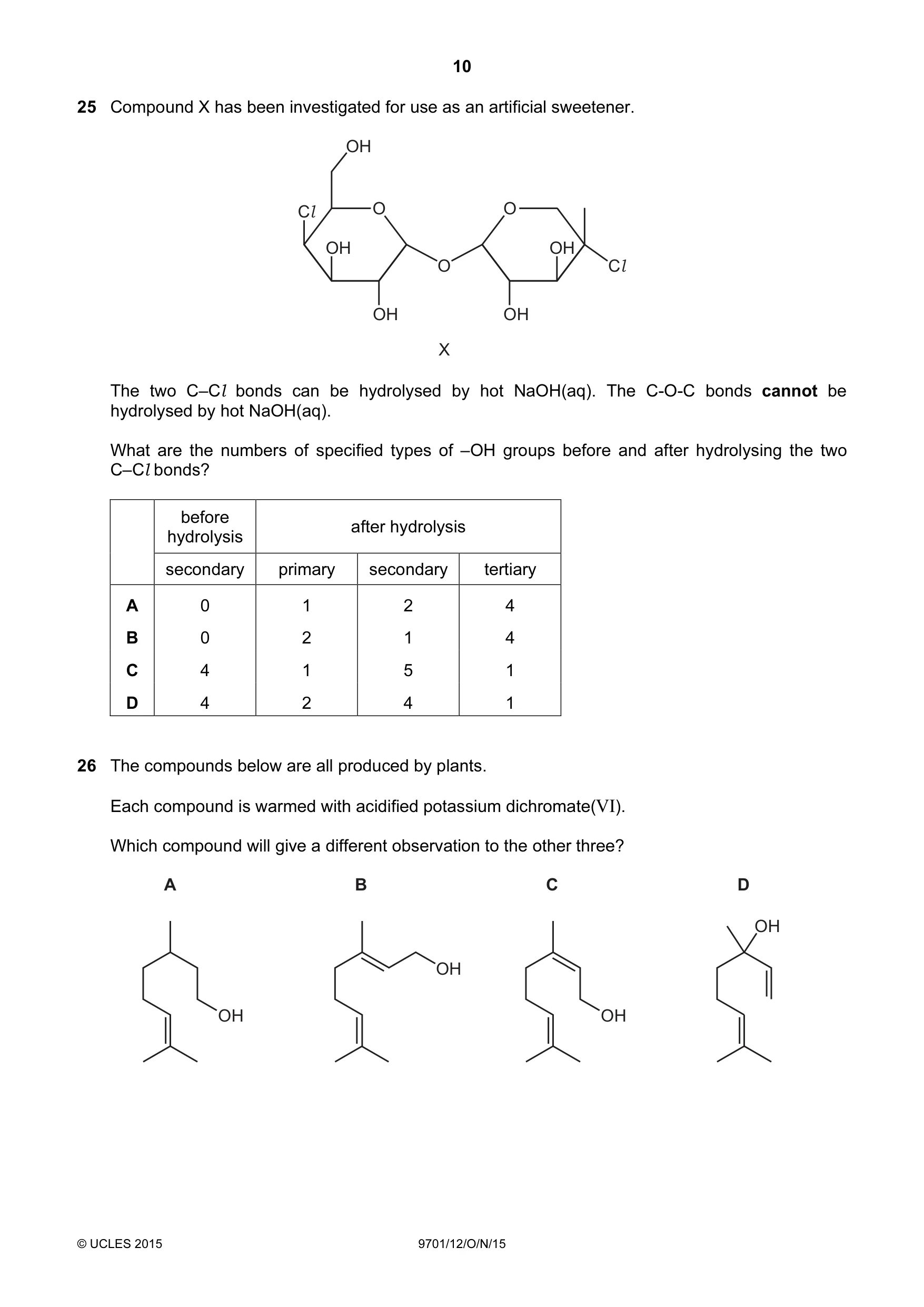 Cambridge A Level Chemistry 9701 2015 Oct/Nov Paper 1 · Variant 2 question paper, page 10 of 16