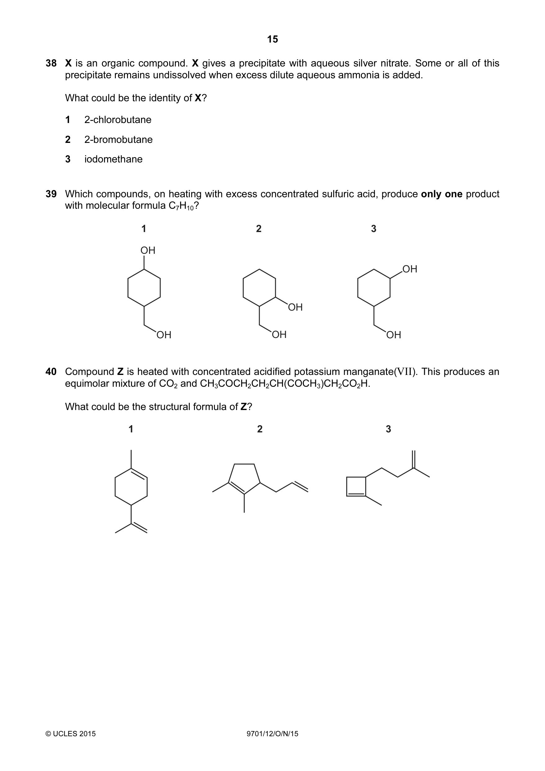 Cambridge A Level Chemistry 9701 2015 Oct/Nov Paper 1 · Variant 2 question paper, page 15 of 16