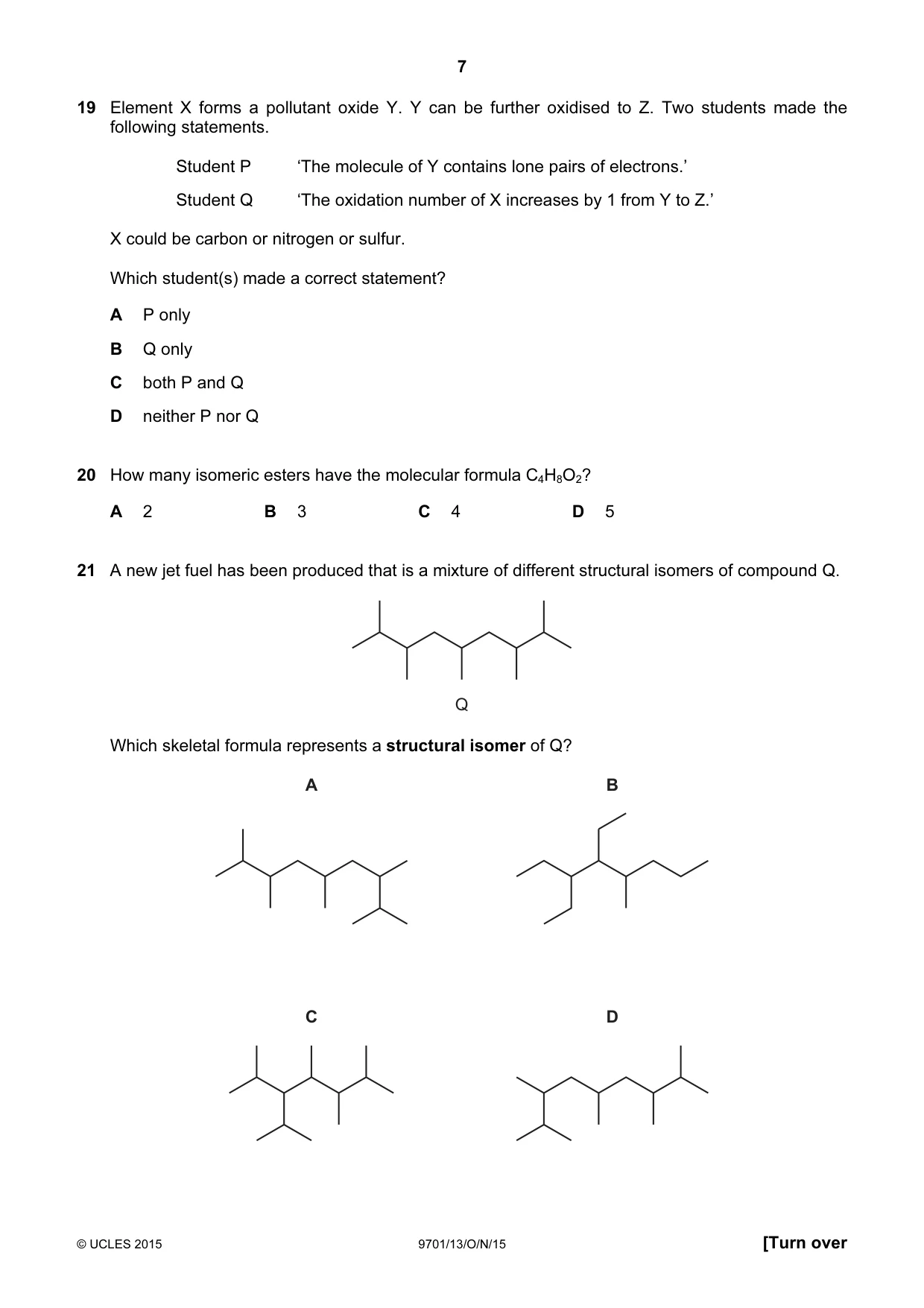 Cambridge A Level Chemistry 9701 2015 Oct/Nov Paper 1 · Variant 3 question paper, page 7 of 16