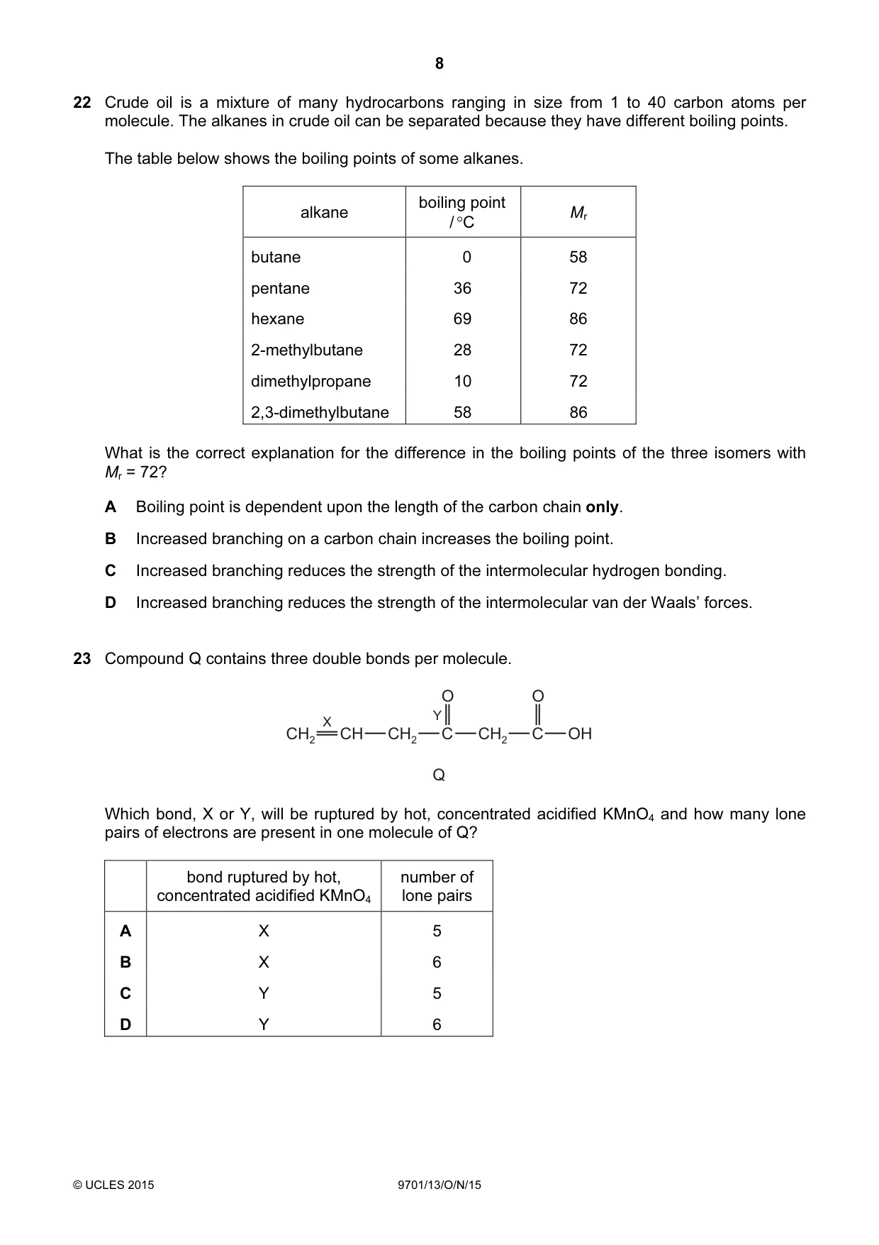 Cambridge A Level Chemistry 9701 2015 Oct/Nov Paper 1 · Variant 3 question paper, page 8 of 16