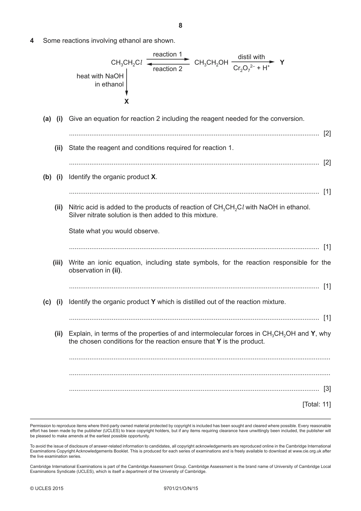 Cambridge A Level Chemistry 9701 2015 Oct/Nov Paper 2 · Variant 1 question paper, page 8 of 8